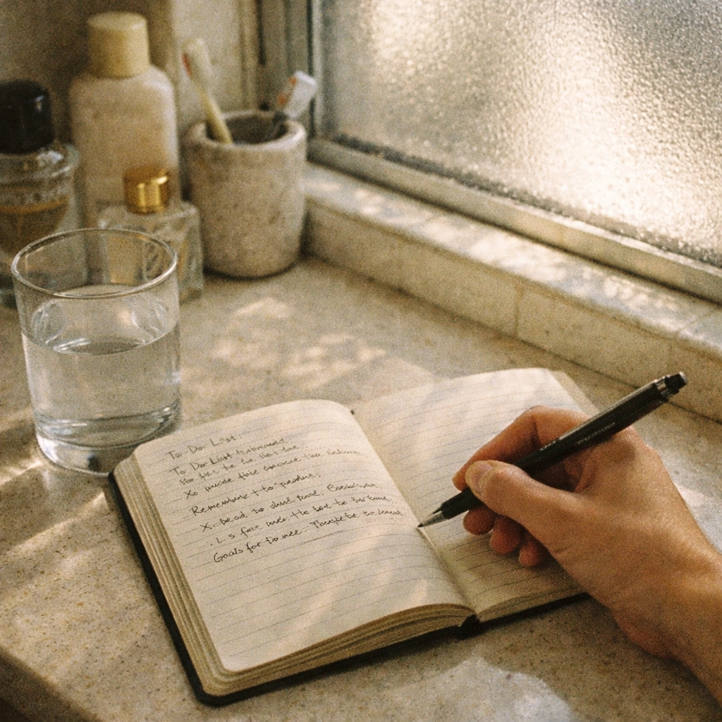 Tracking sexual health symptoms in notebook for STI assessment and doctor visit