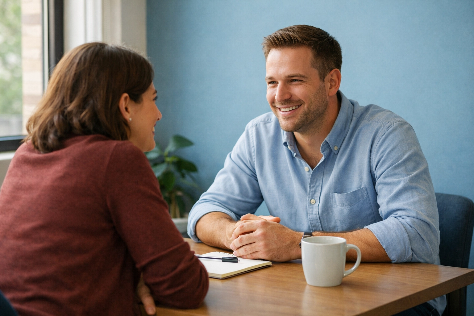 New manager building trust through one-on-one meeting with team member