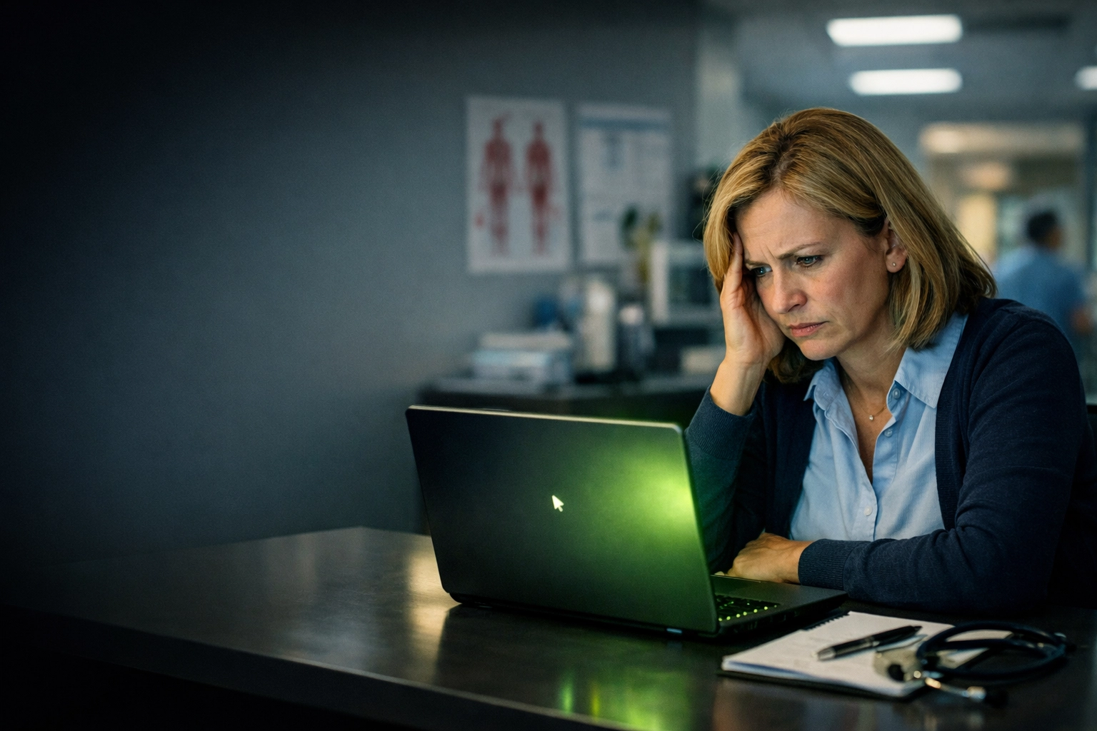 Healthcare worker in Lincoln NE experiencing productivity loss due to endpoint software failure and frozen screen.