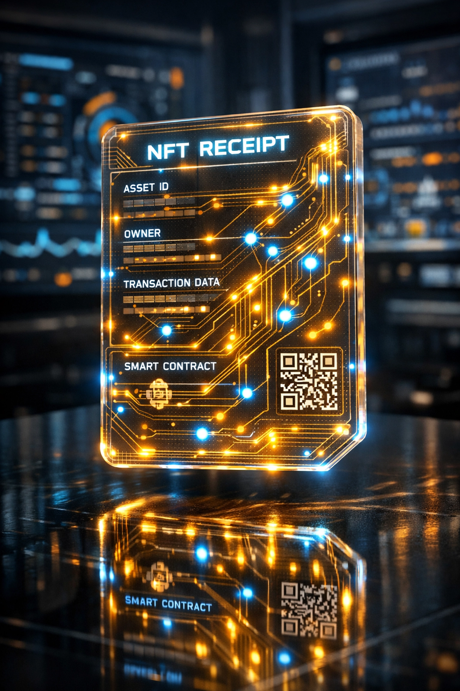 Digital NFT receipt token for automated blockchain accounting and merchant receivables.