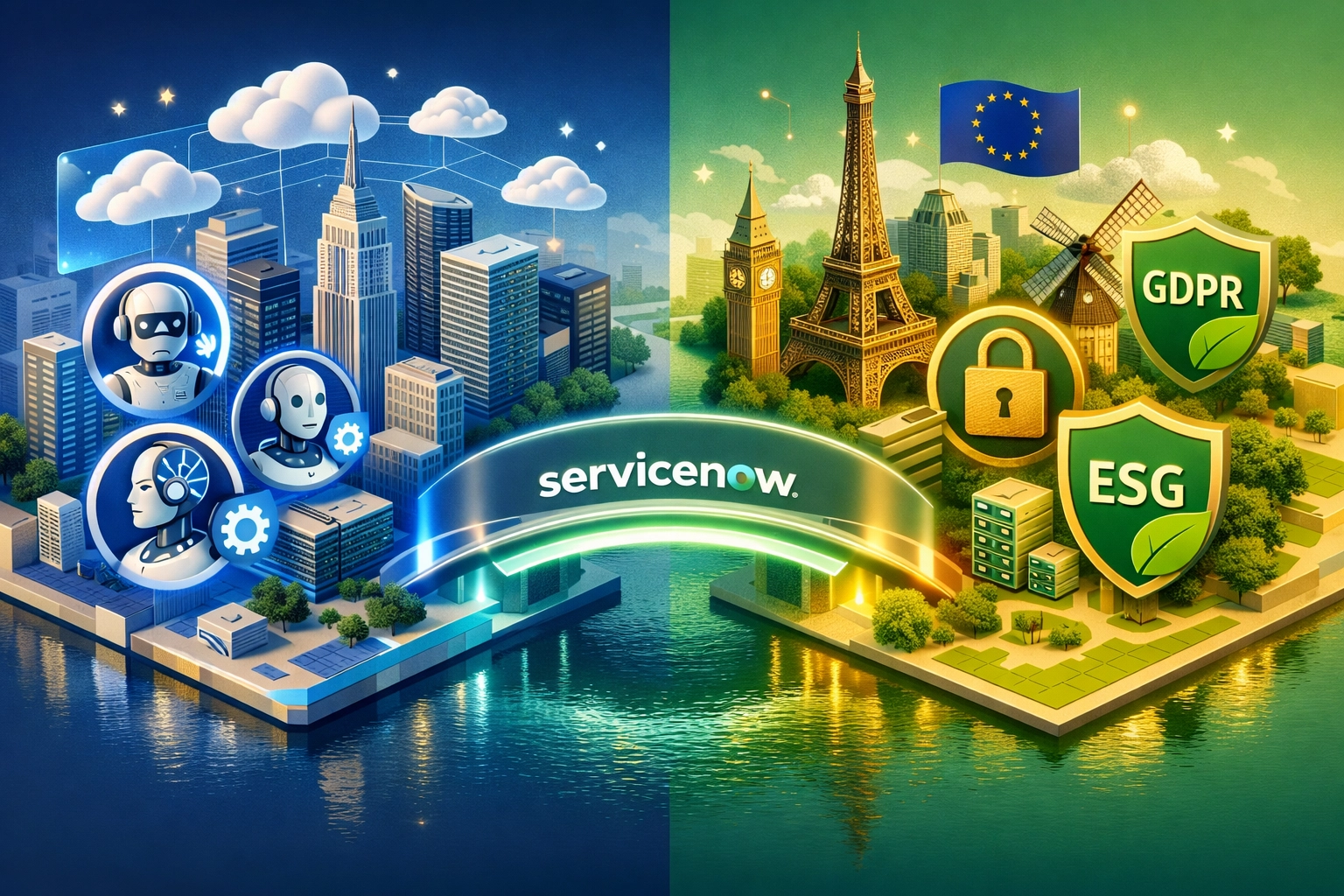 US vs EU ServiceNow implementation requirements comparing GDPR, DORA compliance and Agentic AI frameworks