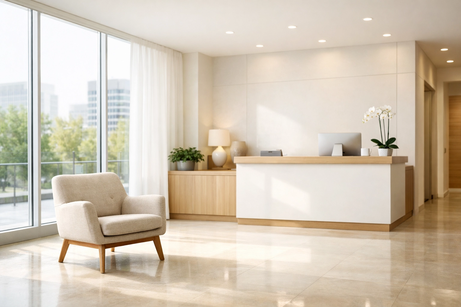 Modern office reception area illustrating tax business growth and client onboarding for EROs