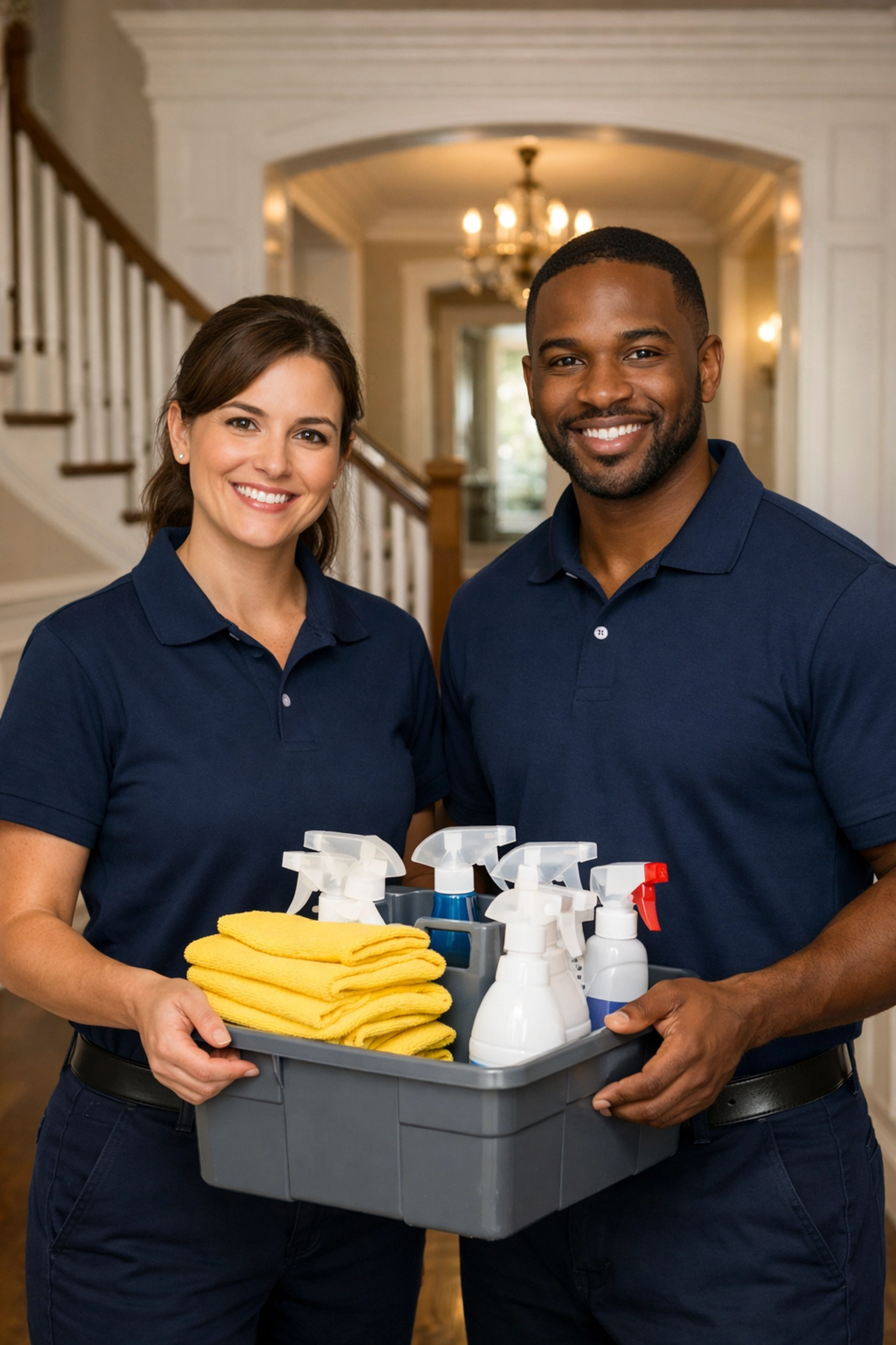 Friendly staff from The Cleaning Ninjas ready for a residential cleaning job in Hopkinton MA.