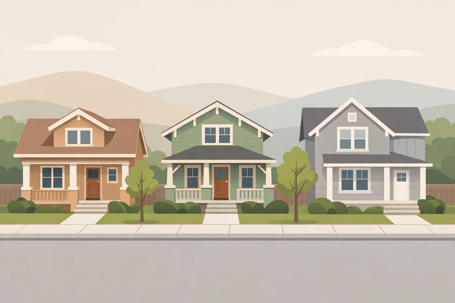 Three diverse residential homes representing different Spokane neighborhood styles