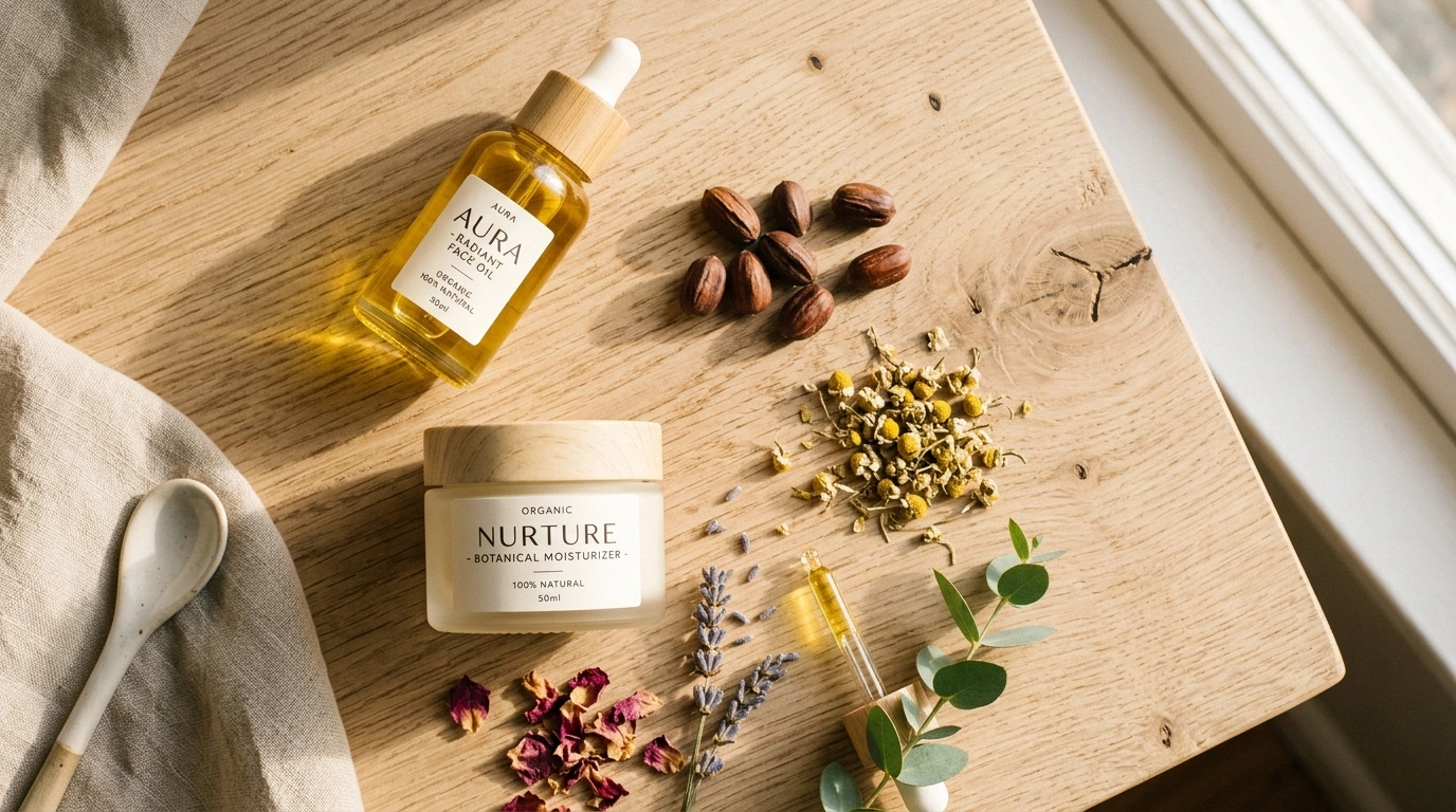 Luxury Organic Skincare Flat Lay
