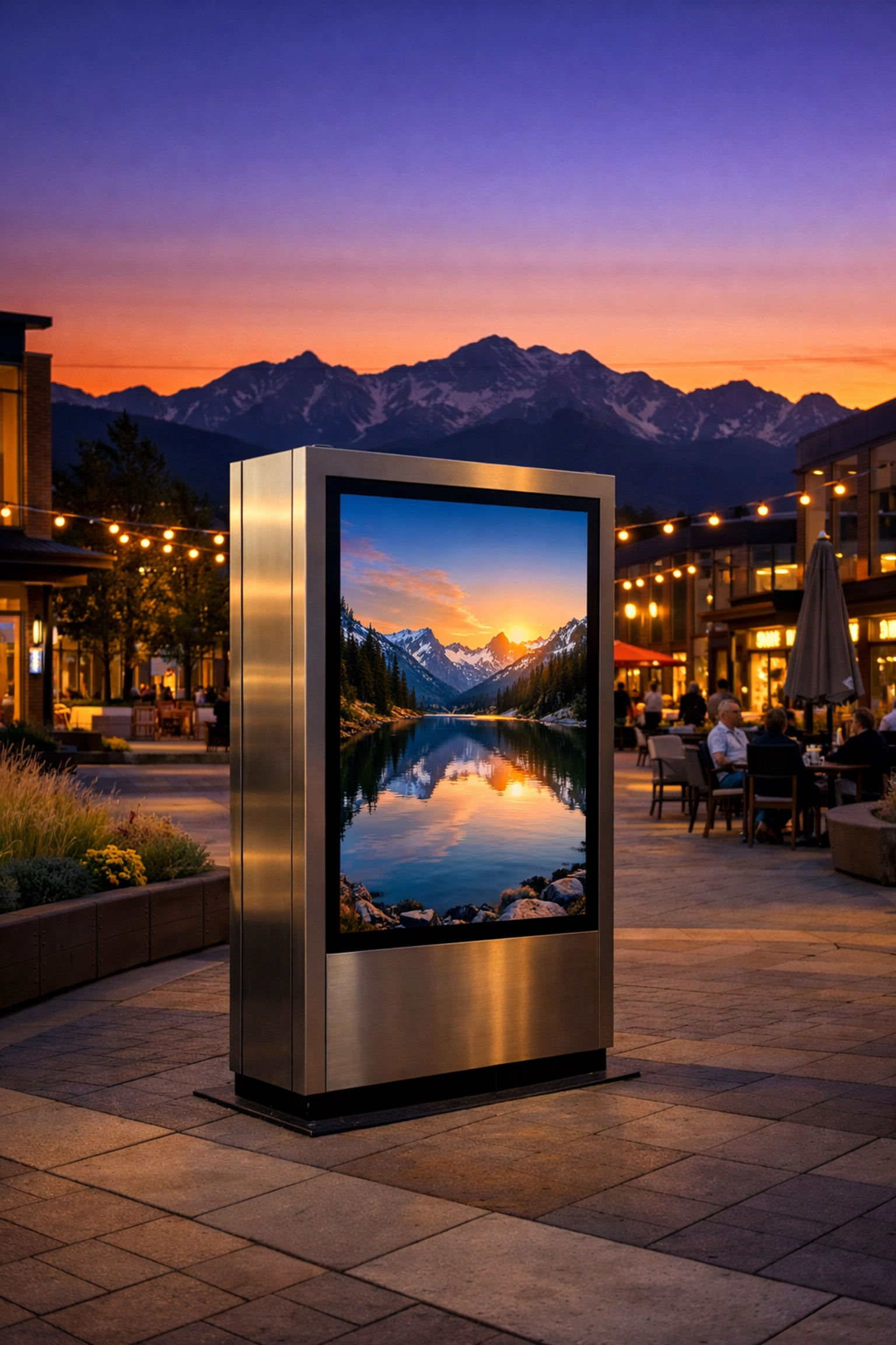 Premium outdoor digital signage kiosk in Colorado showcasing Dakdan’s innovative marketing technology.