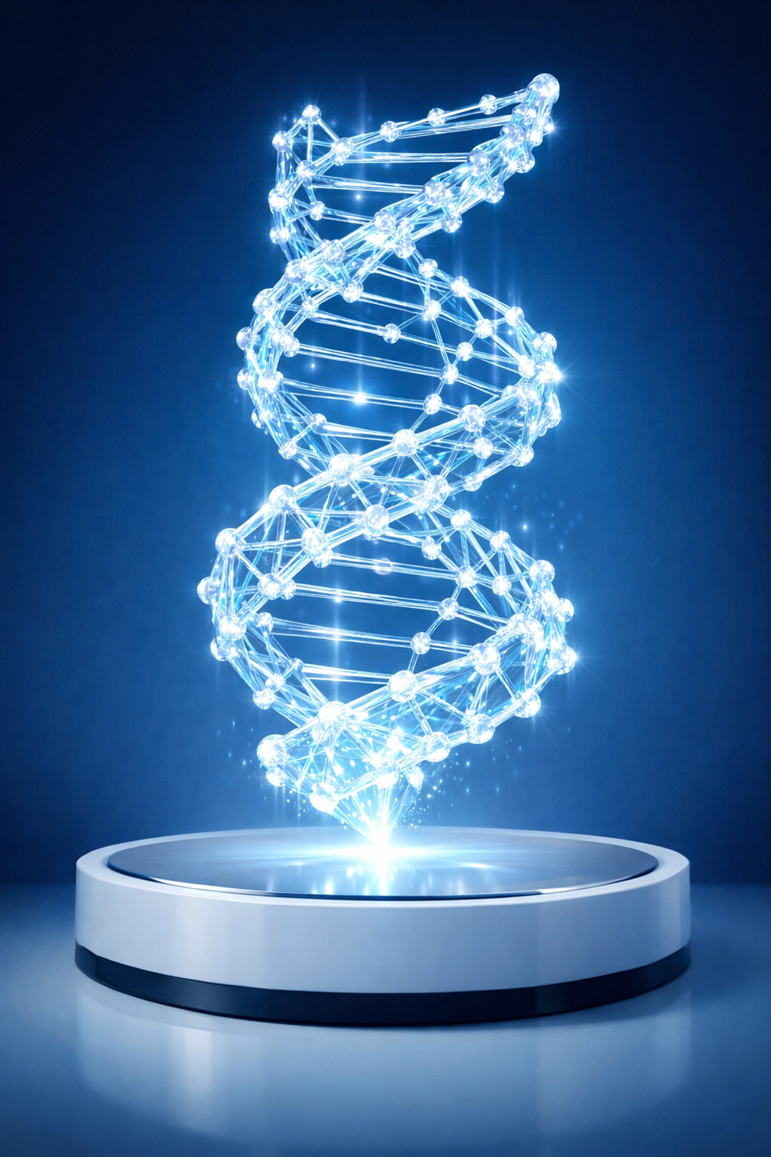 Abstract DNA helix representing custom AI data structures for advanced healthcare automation and intake.