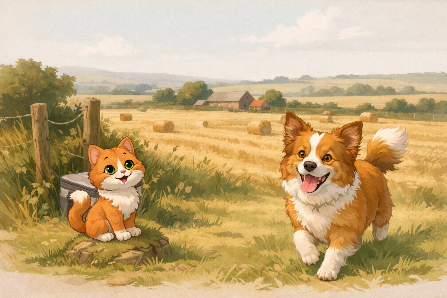 Healthy, energetic dog in a bright UK field highlighting our free-range, from fields to freezer sourcing