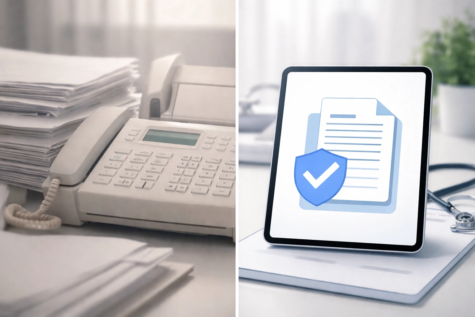 Old fax-based process compared to modern DD214 verification software for Veterans SNF facilities