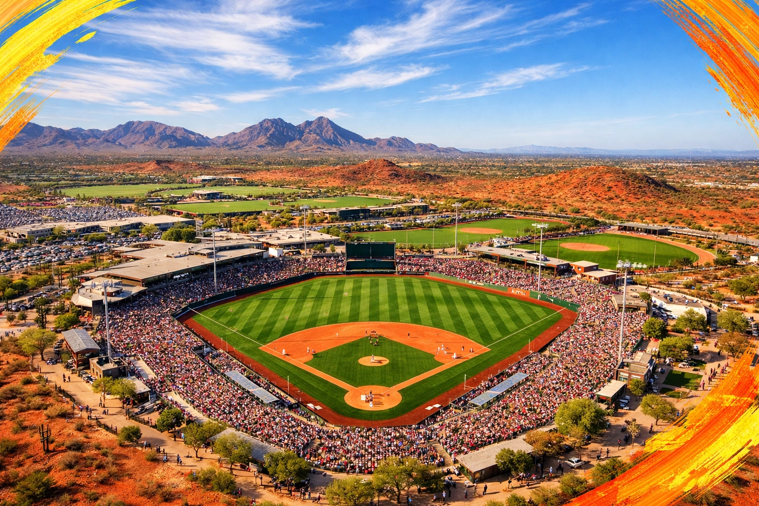 Aerial view of Salt River Fields at Talking Stick spring training complex in Phoenix Arizona Aerial view of Salt River Fields at Talking Stick spring training complex in Phoenix Arizona