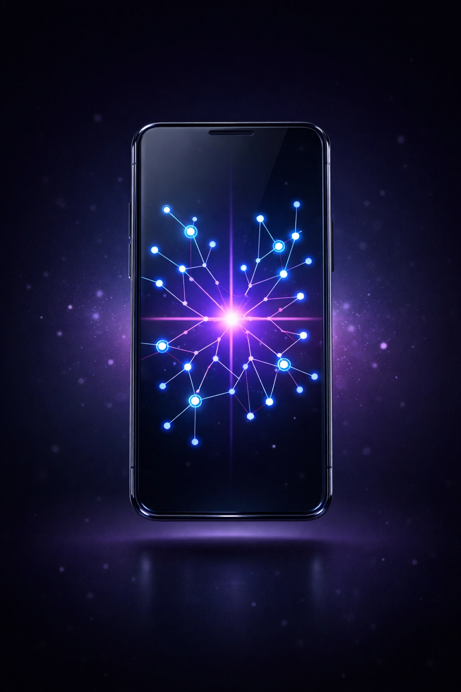 Digital smartphone interface showing automated AI SMS chatbot nodes for missed call text back engagement.