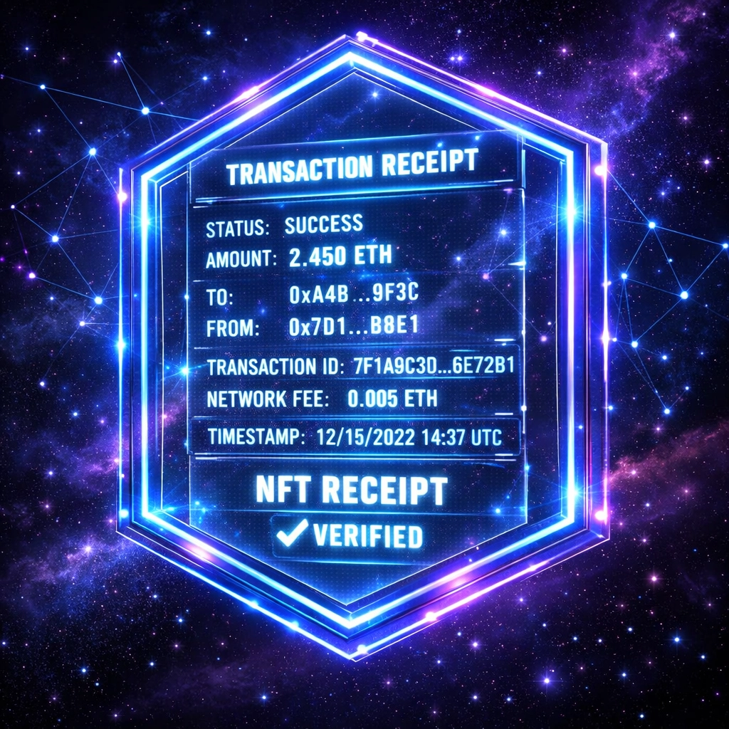 NFT receipt blockchain transaction proof with cryptographic security