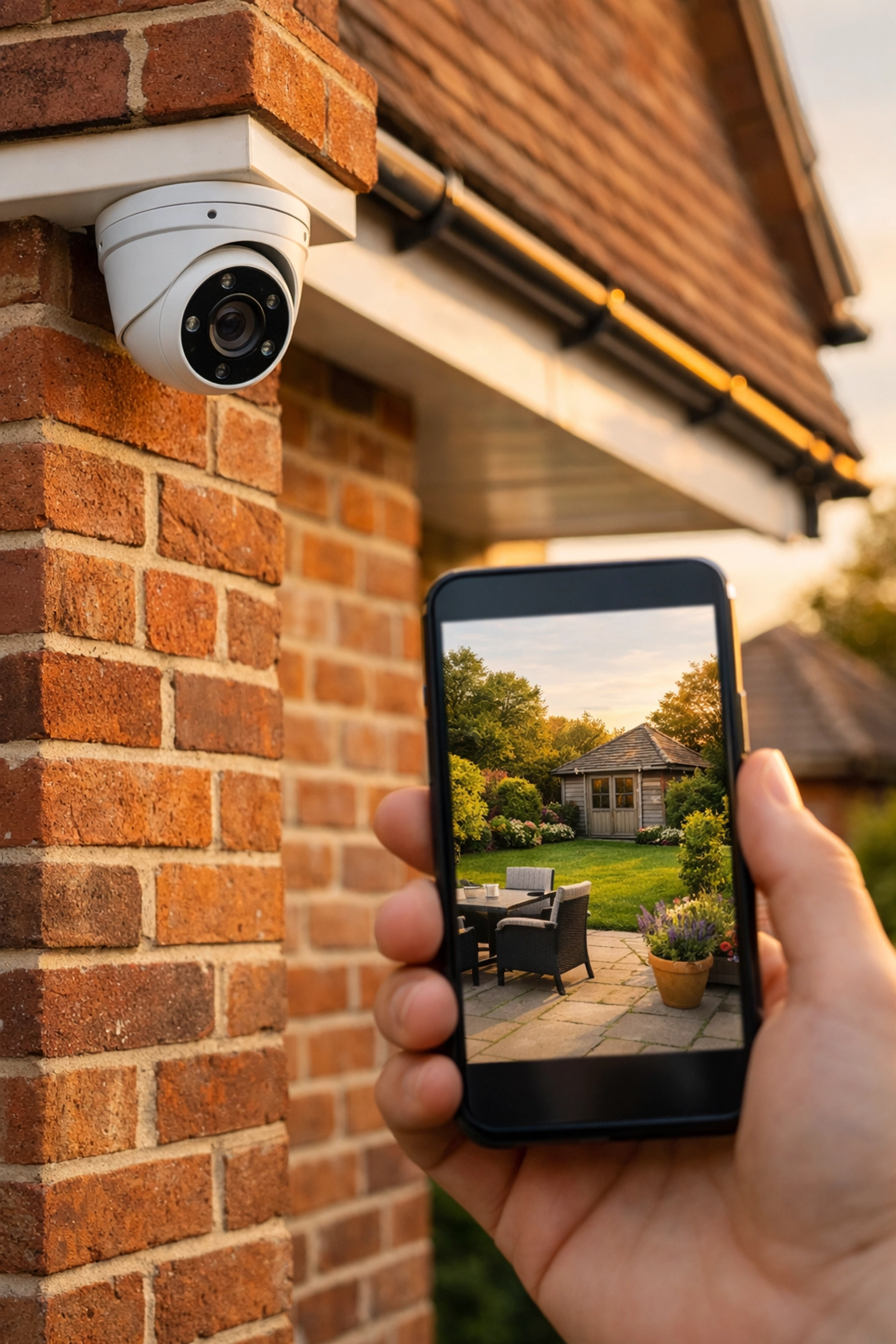 Home CCTV installation in Hereford showing a high-definition smartphone security app feed.