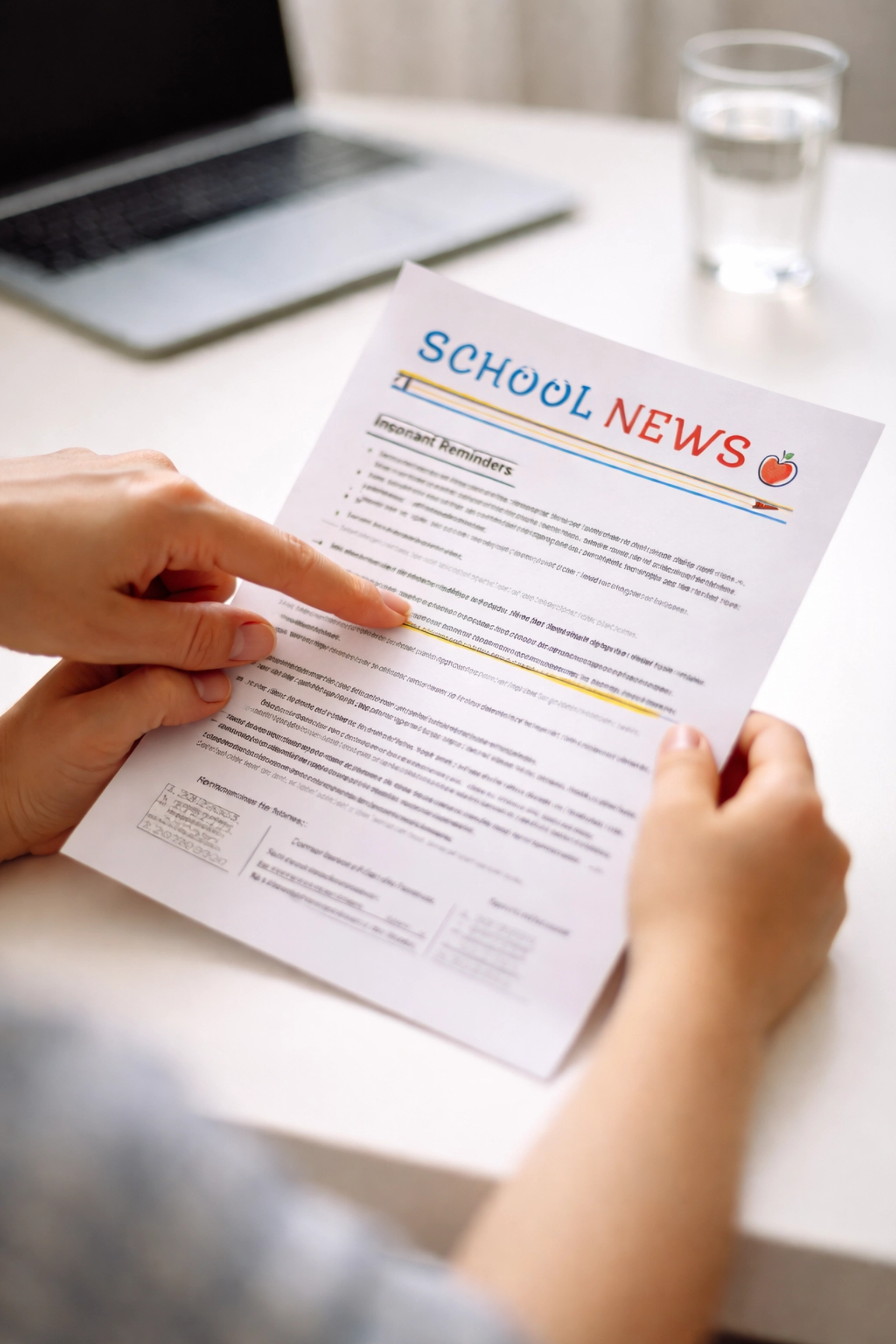 Ouder en kind lezen samen een schoolbrief voor praktische begrijpend lezen oefening thuis