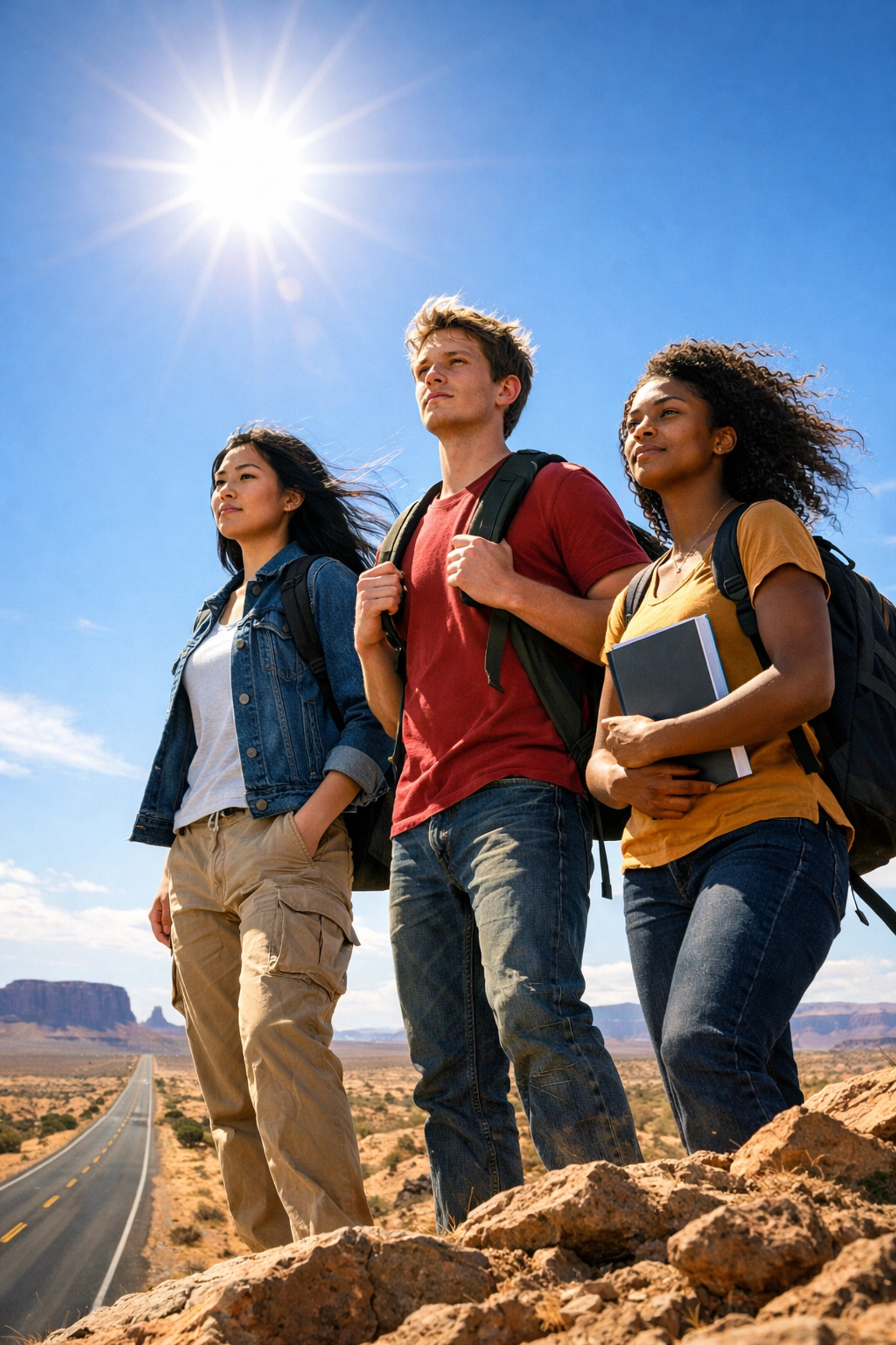 Empowered student leaders standing on a High Desert ridge envisioning a future of service.
