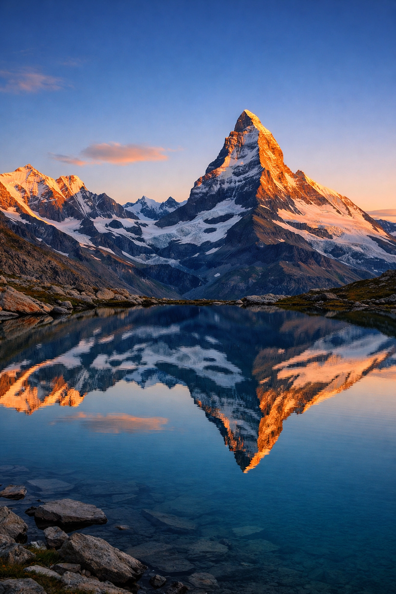 A glacial lake at Golden Hour, showcasing expert editing in professional landscape photography.