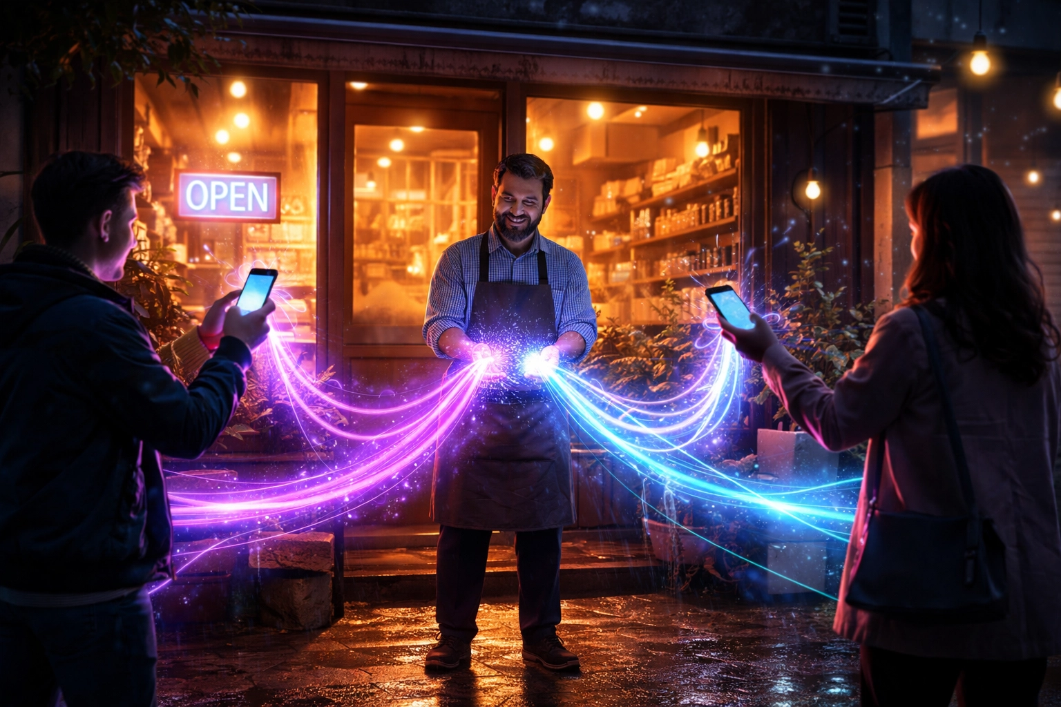 Small business storefront receives direct crypto payments from customers, illustrating global reach and instant Web3 payments with Larecoin’s POS system.