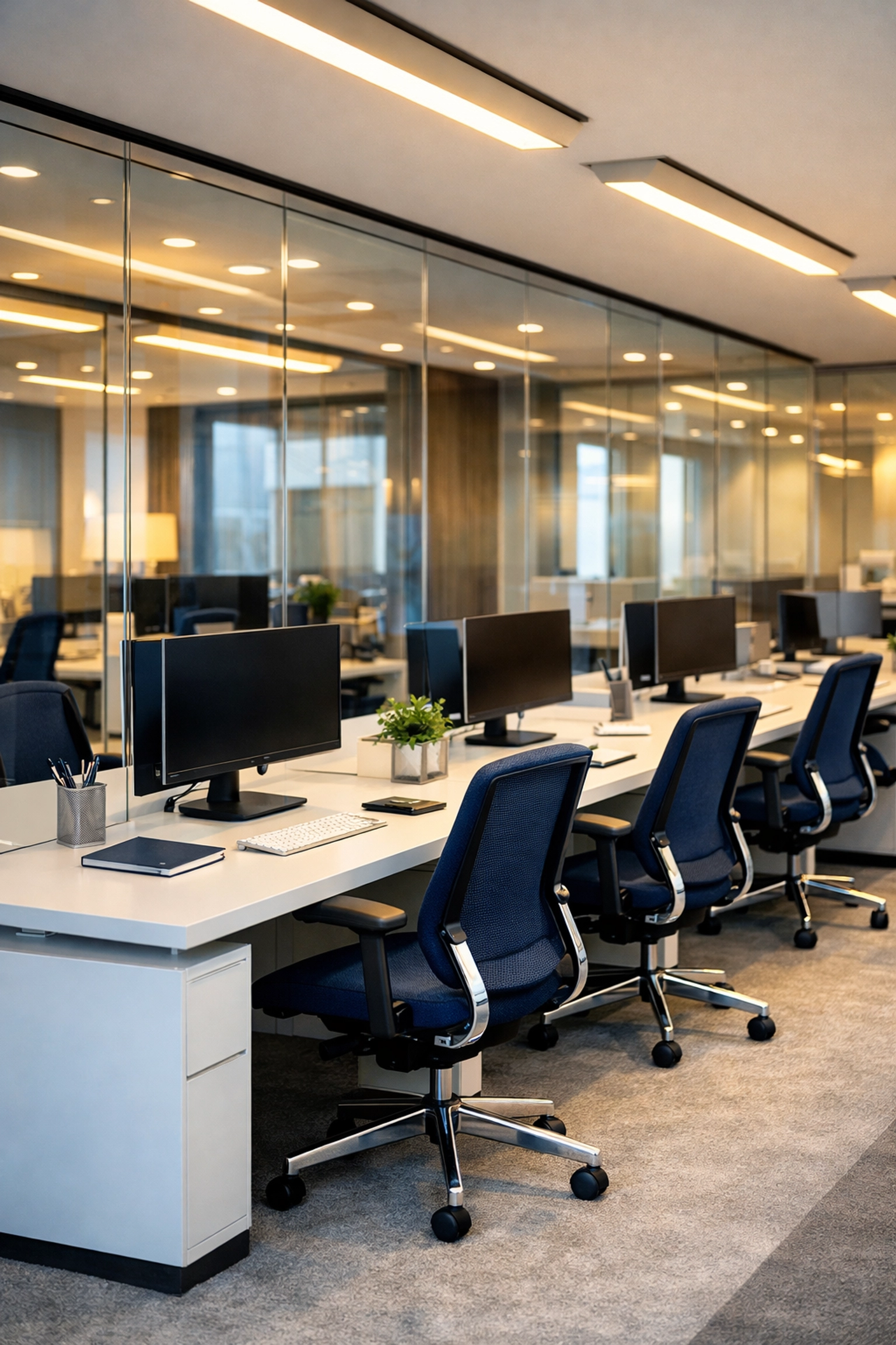 Clean and organized modern corporate workspace showcasing professional office cleaning Worcester services.