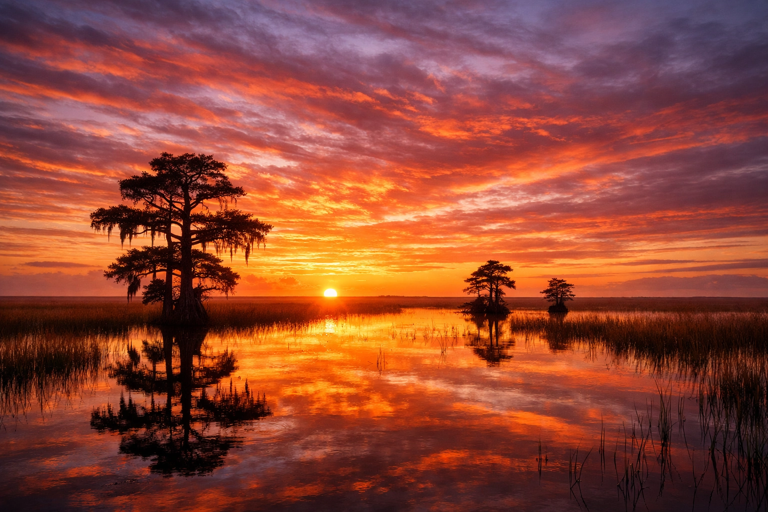 Sunrise over the River of Grass, highlighting one of the best photography locations in the Everglades.