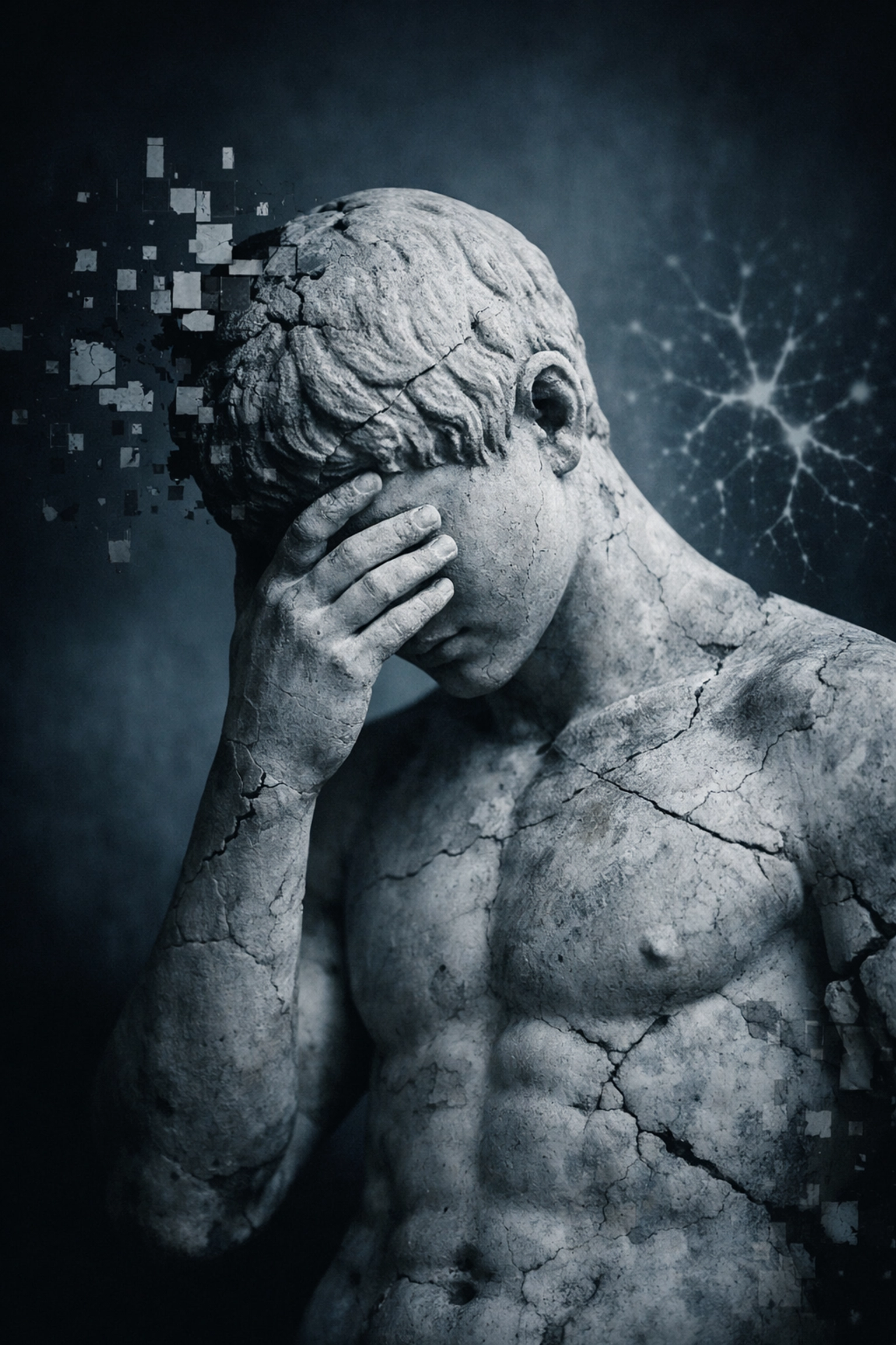 Zerstörte Jugend – verwitterte römische Statue symbolisiert das Schicksal missbrauchter Jungen