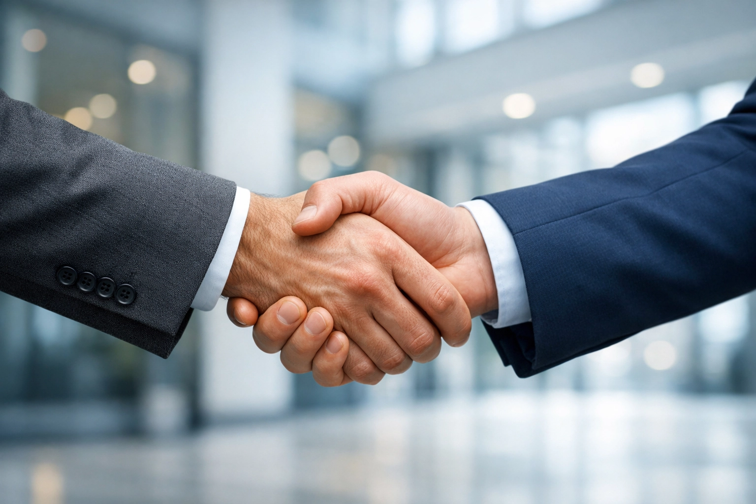 Successful professional handshake closing a deal with an expert Charlotte NC business brokerage partner.
