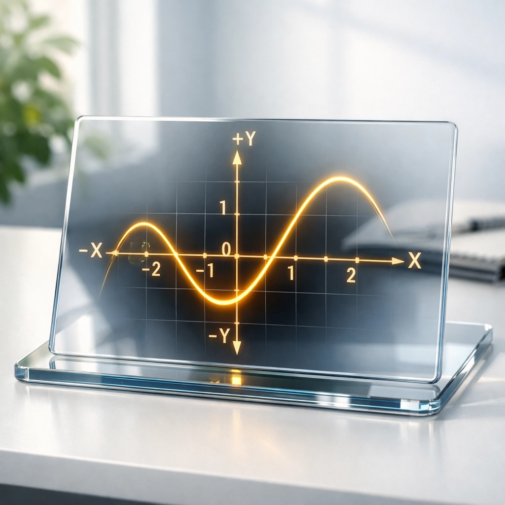 A golden polynomial curve on a coordinate plane showing advanced SAT math function concepts.
