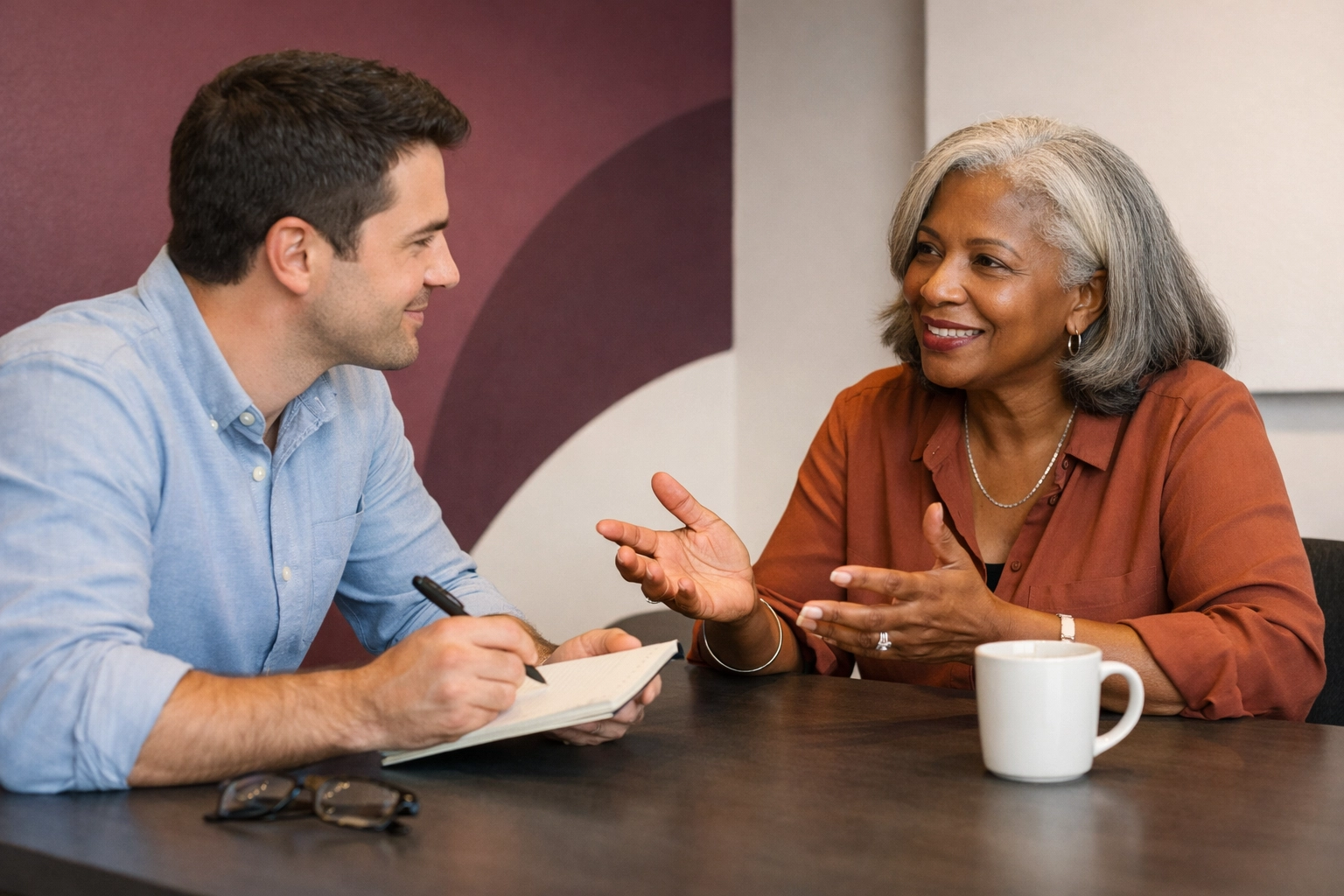 Property developer receiving mentoring support to prepare for funding conversations