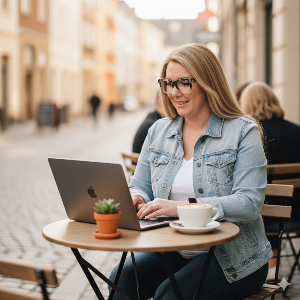 Remote Woman Entrepreneur at Café