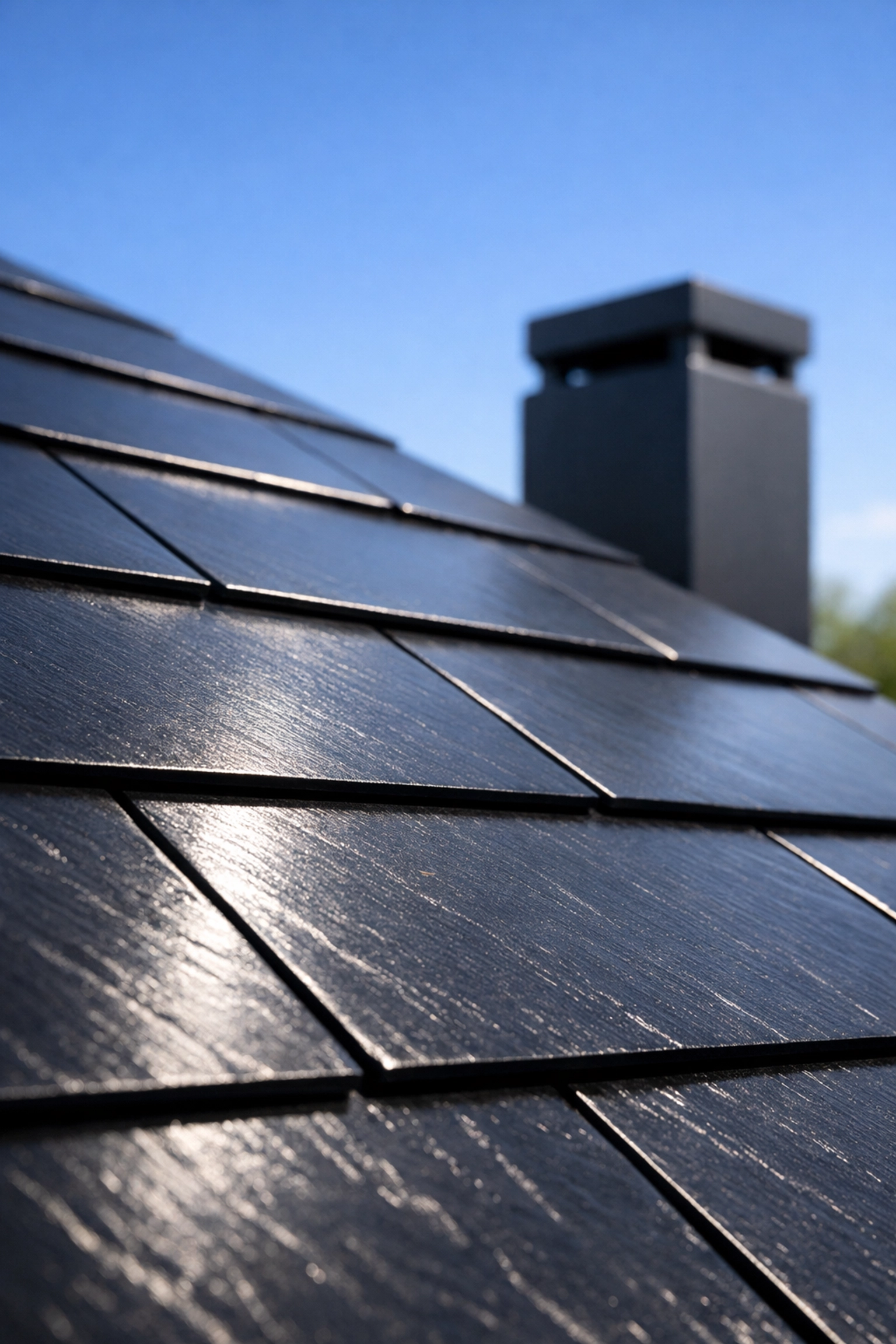 Building-integrated solar tiles for sleek and sustainable eco friendly home designs.