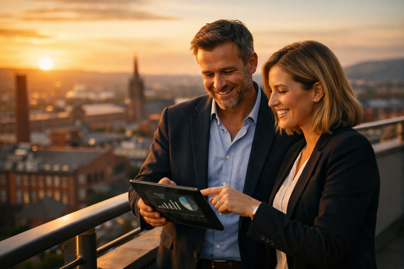 Hunter Capital mortgage expert and property investor looking at the Oldham skyline.