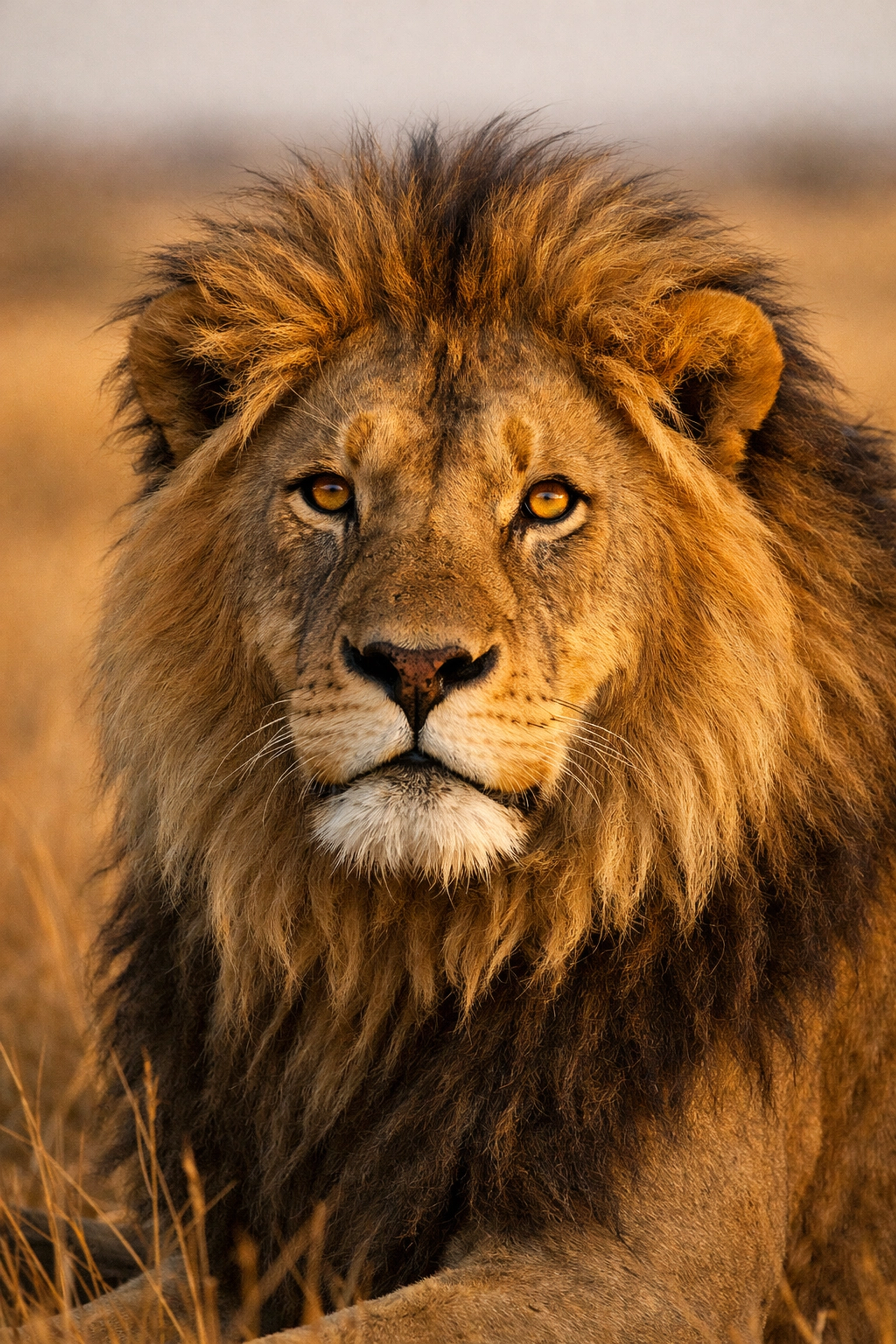 Professional male lion portrait used for high-end zoo marketing and species sponsorship pages.