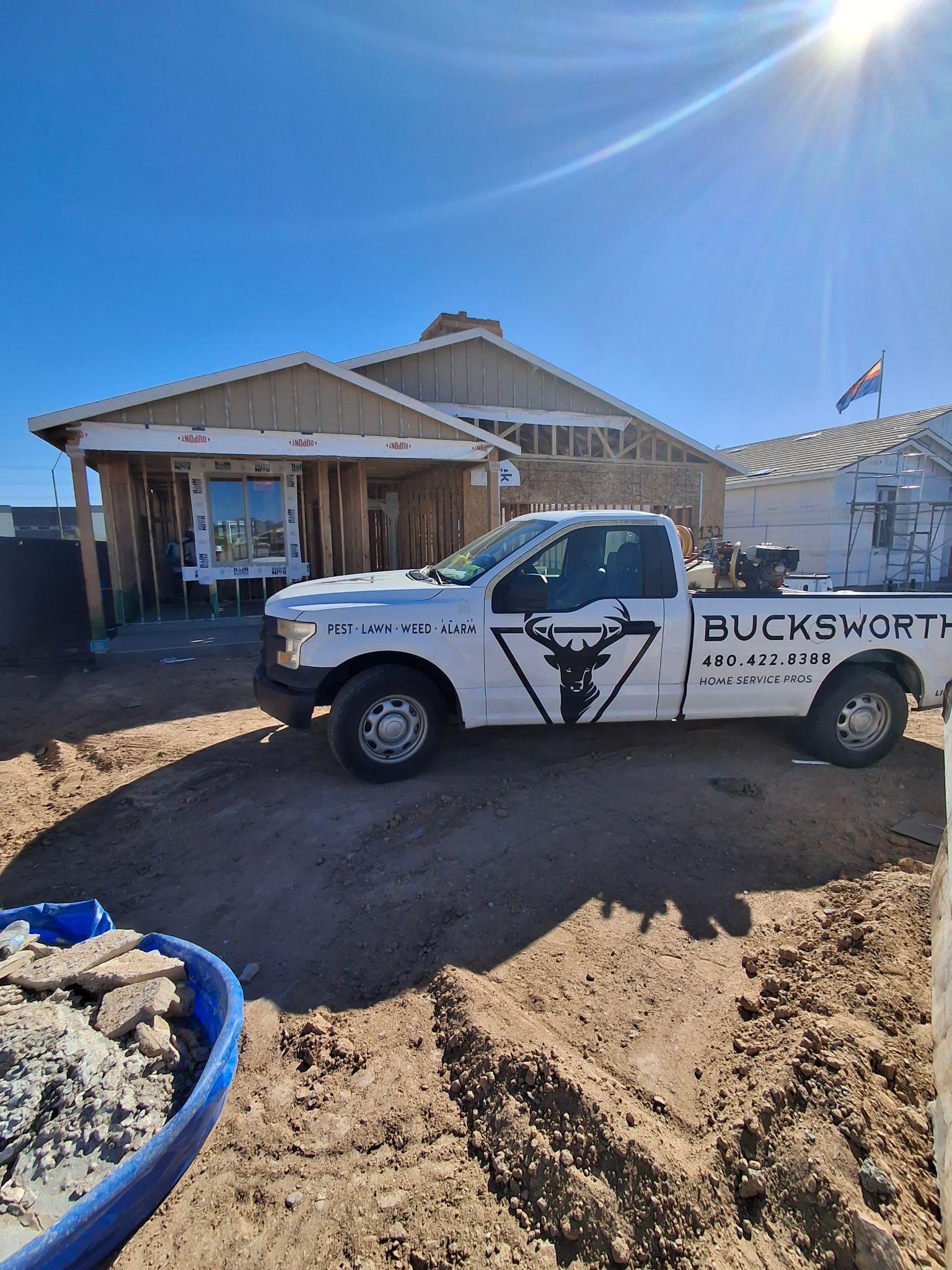 Bucksworth service truck at a new construction site in Arizona