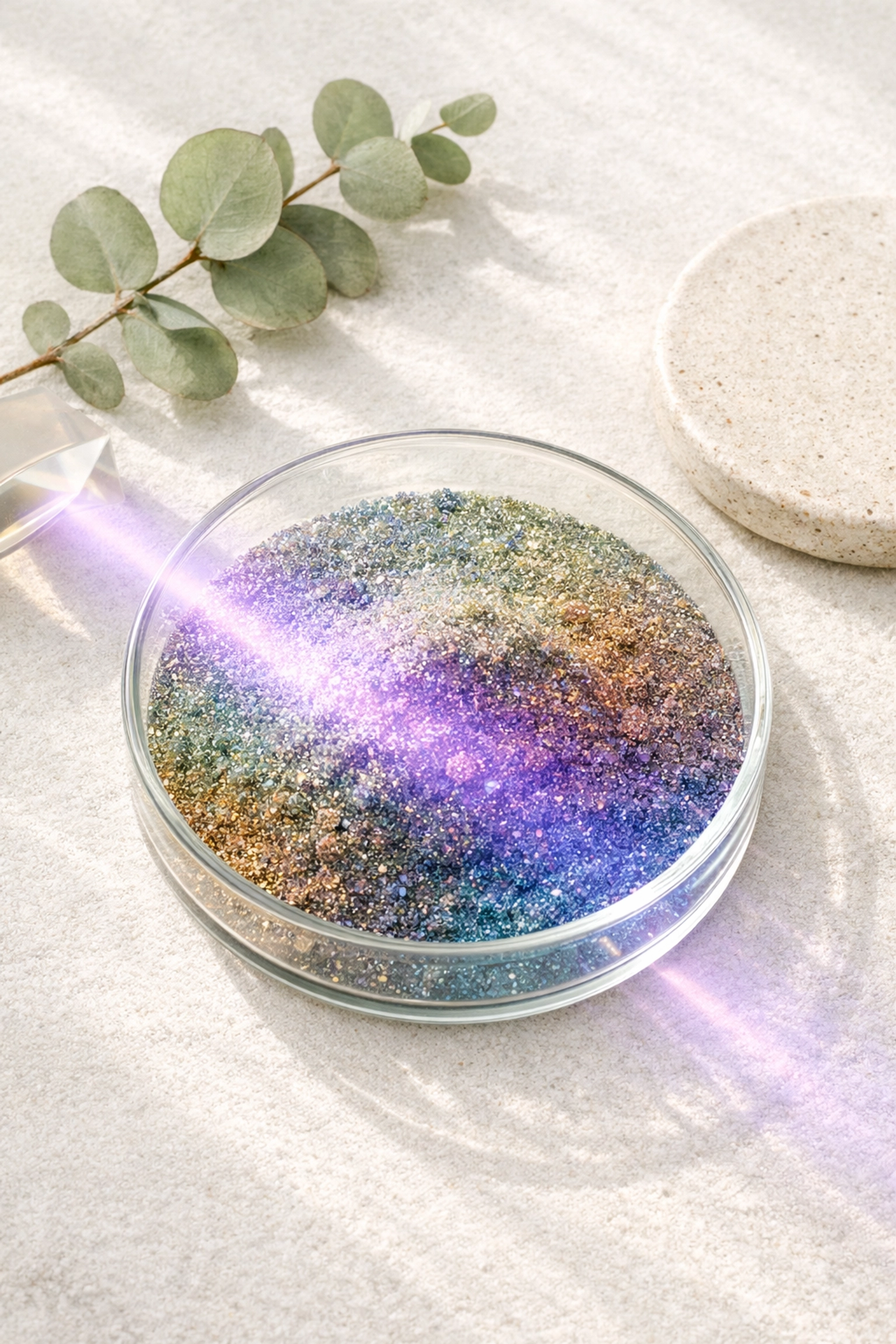 Photocatalyst powder in a petri dish, a concept explored with a specialist Chemistry Tutor Dubai.