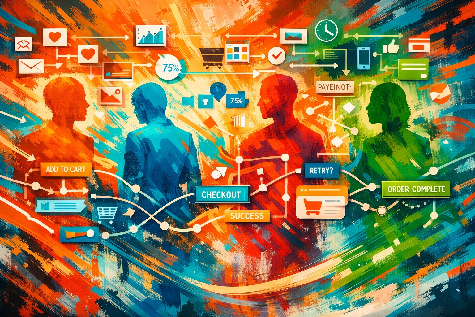 Dynamic customer personas connected to behavioral data and checkout journey mapping analytics