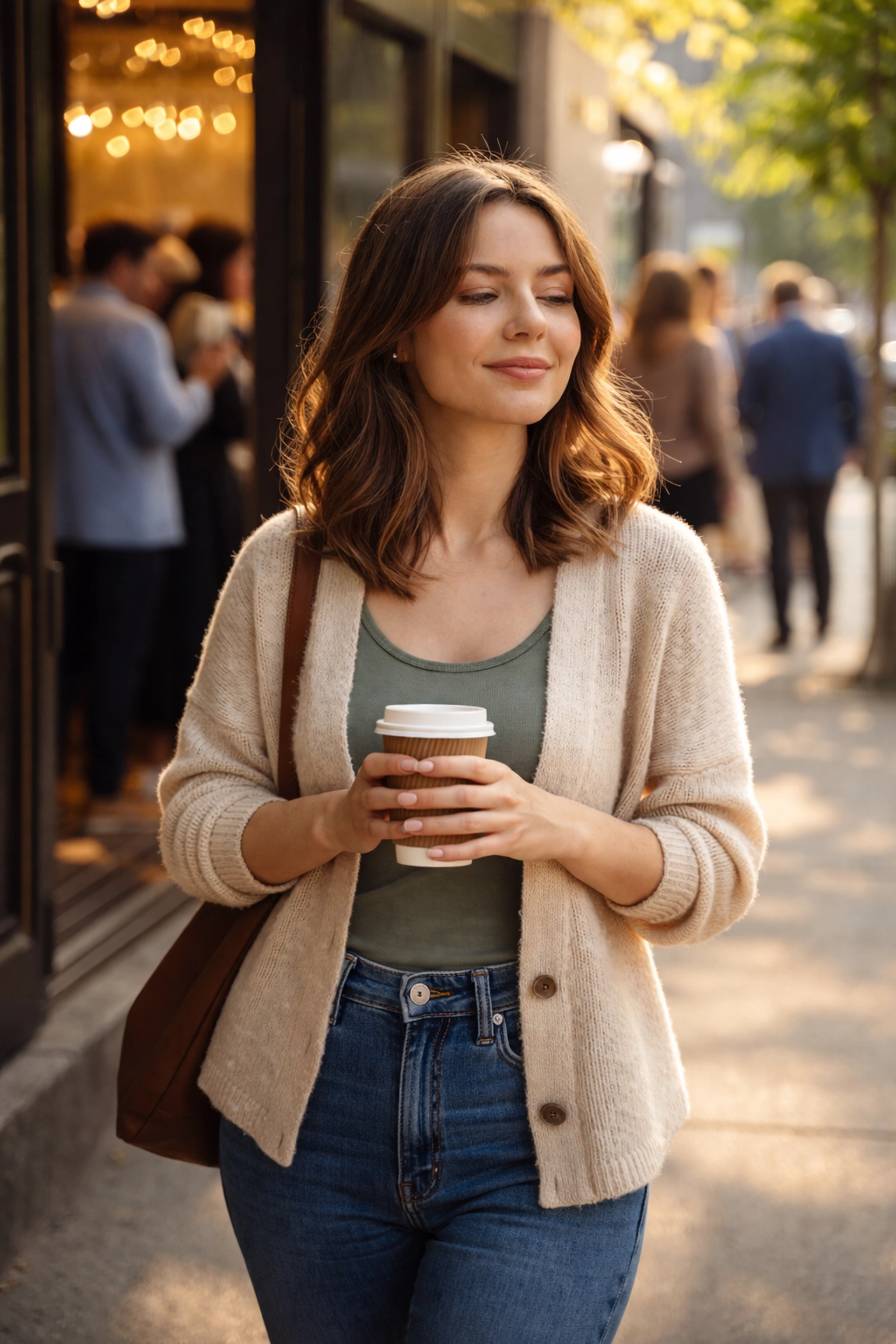 Introverted woman recharging after networking