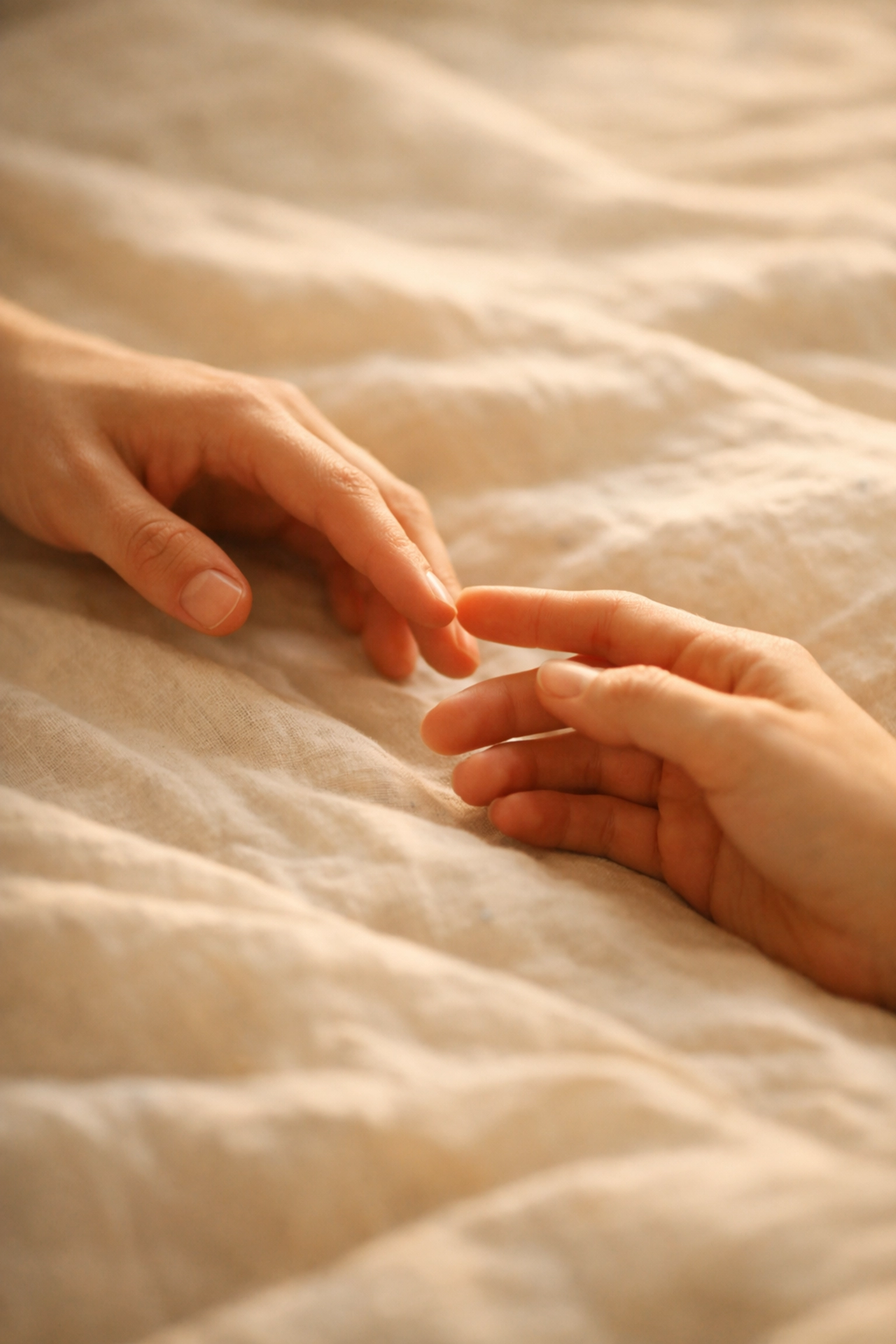 Gyengéd érintés és intimitás egy pár között, segítve a szorongásmentes szexuális élményt.