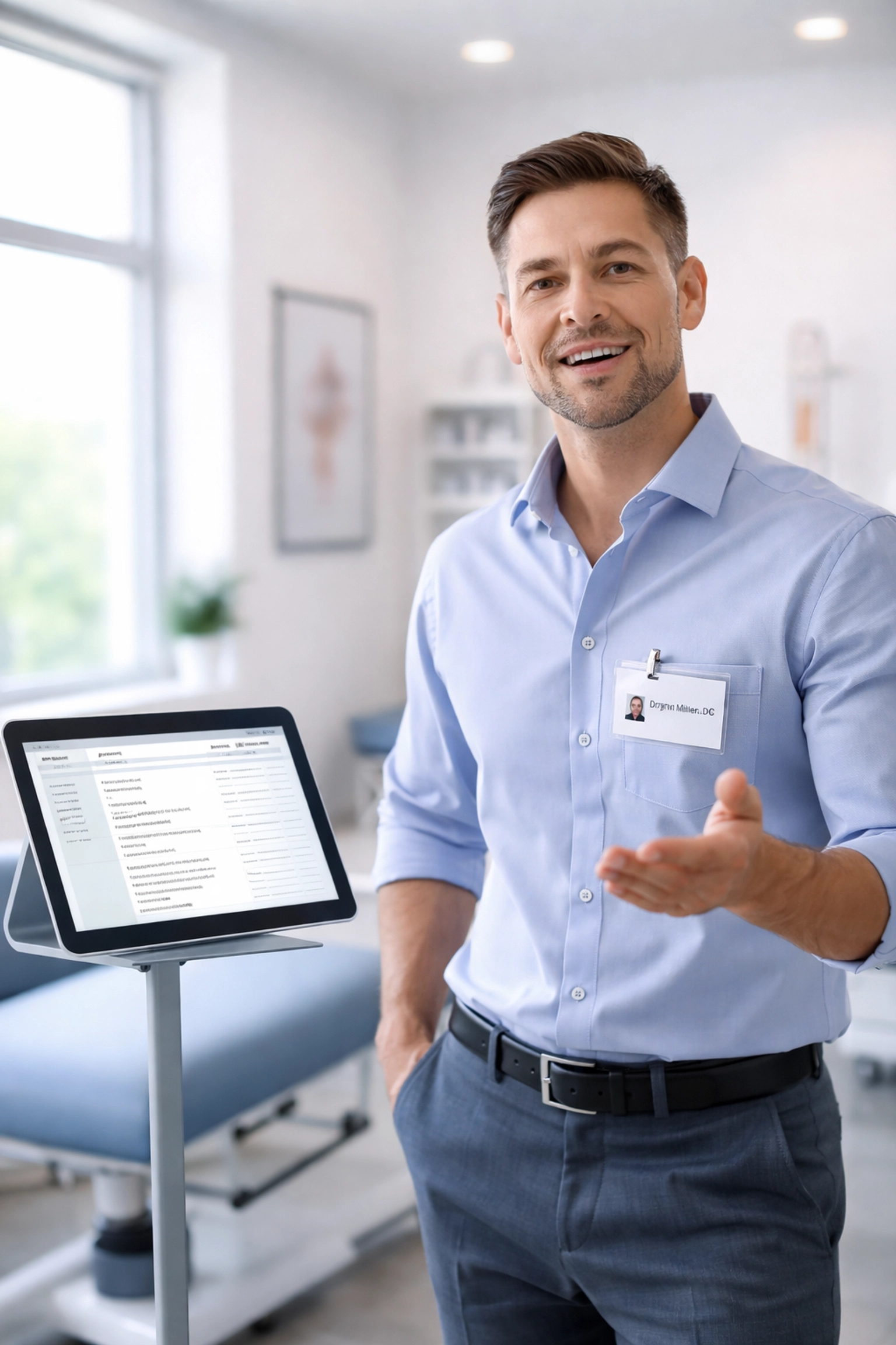 Chiropractor using AI clinical documentation software to dictate patient notes efficiently