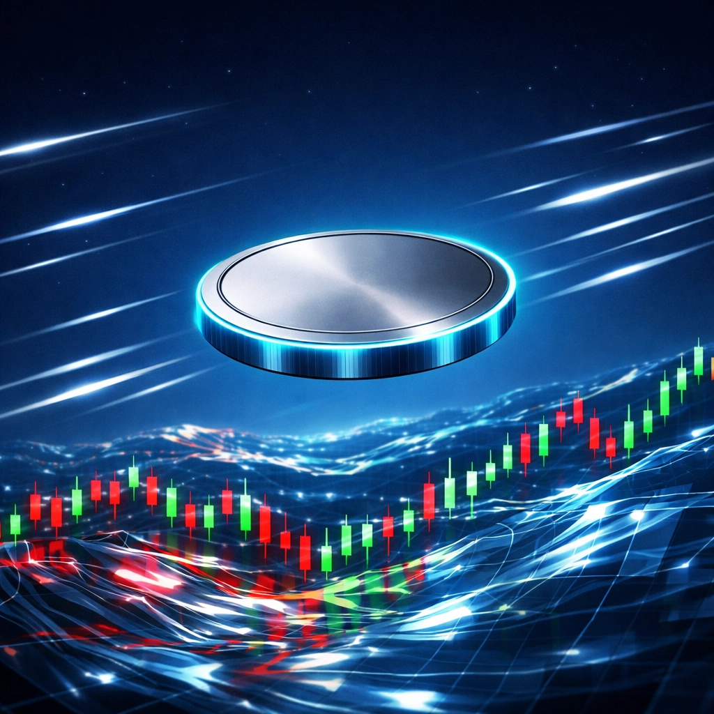 LUSD stablecoin floating over market data representing fast settlement and low-cost crypto payments.