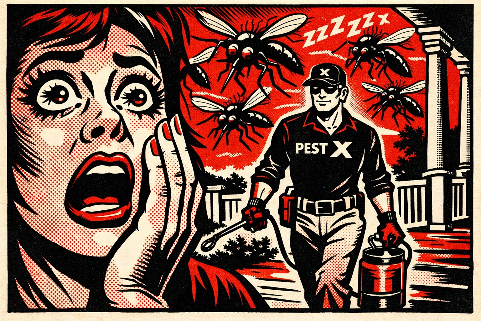 Expert technician performing safe mosquito control on a porch for a residential Birmingham home.