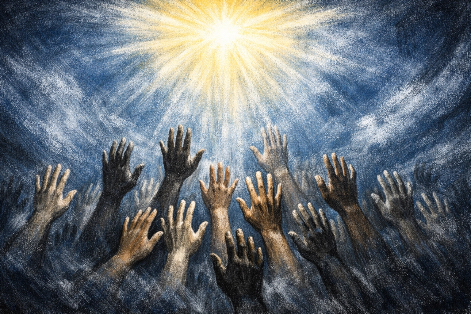 Lifted hands in worship, seeking an outpouring of the Holy Spirit in the Memphis community.