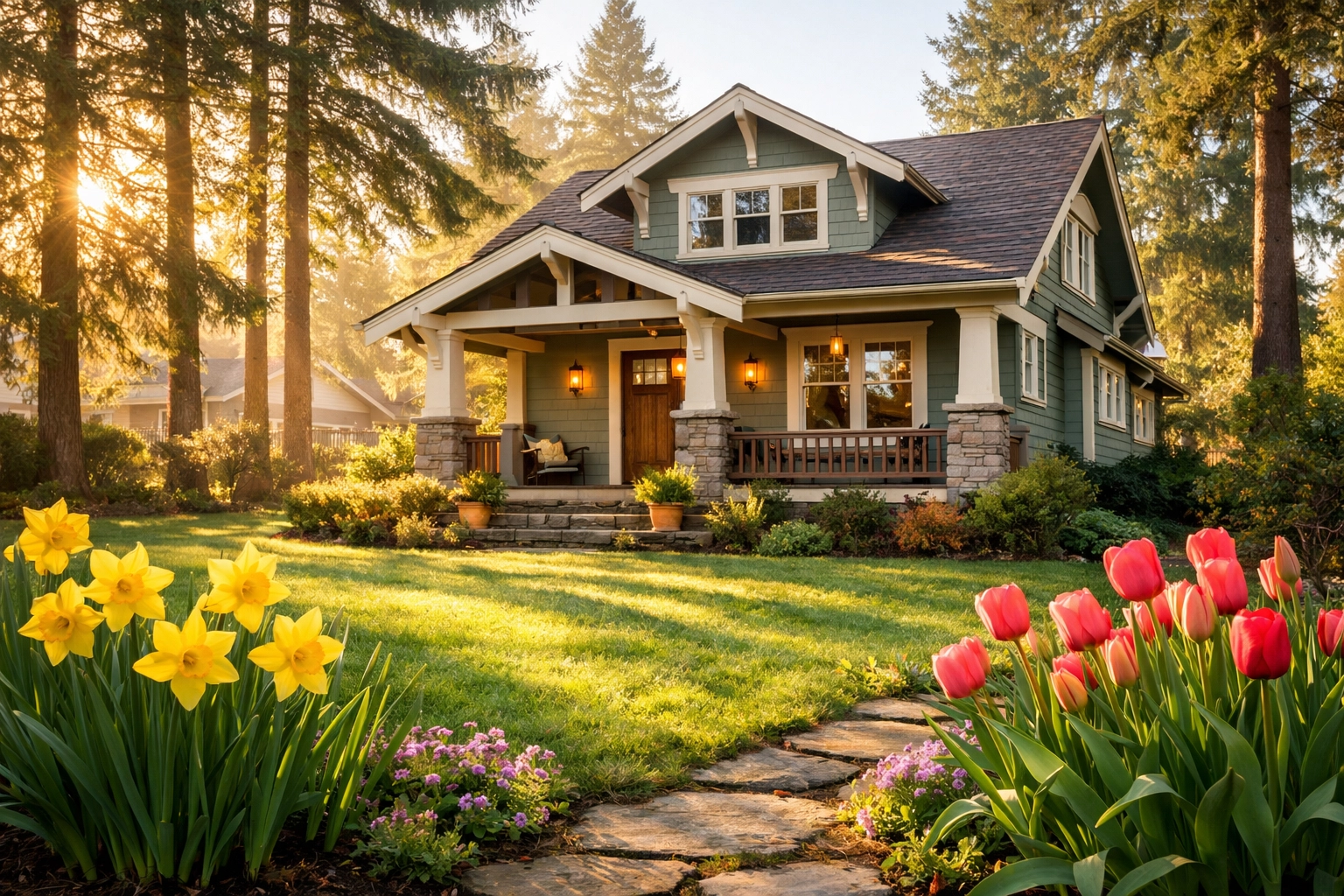 A well-maintained Washington craftsman home in spring, illustrating the 2026 housing market reset.