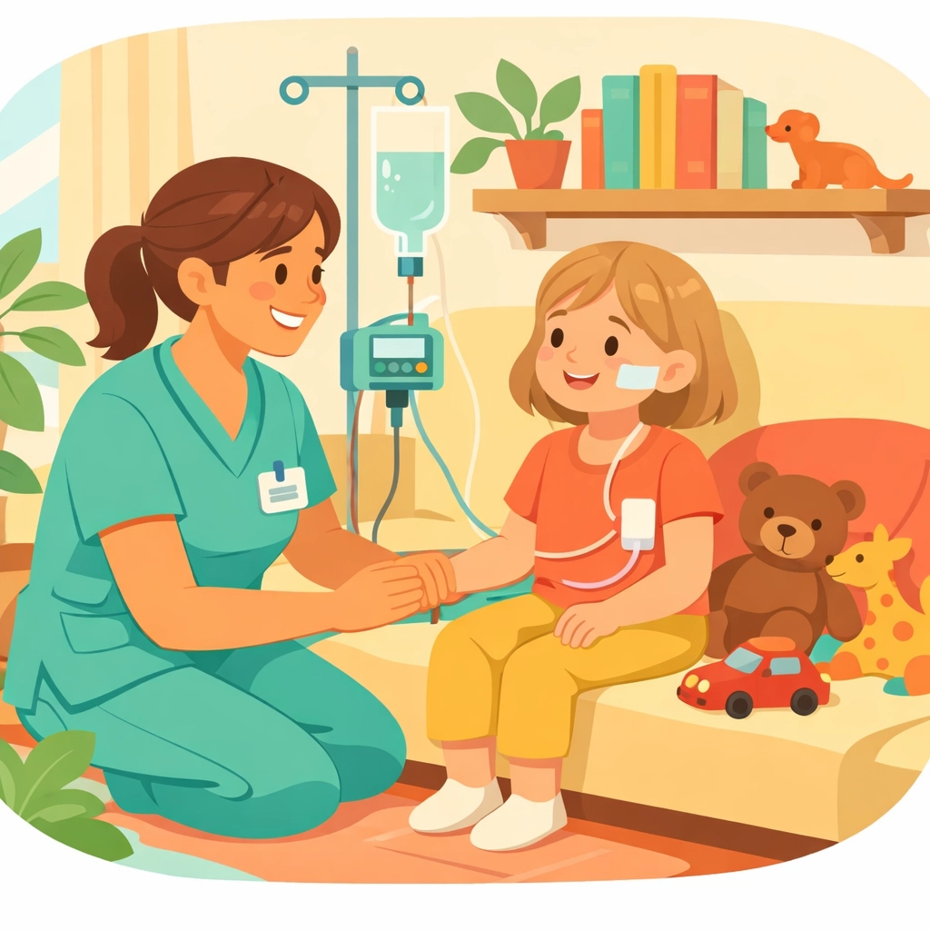 Nurse providing skilled in-home care to medically fragile child in Georgia home