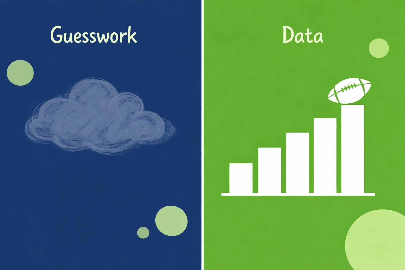 Graphic contrasting unreliable betting guesswork with data-driven football stats for Bet Builders.