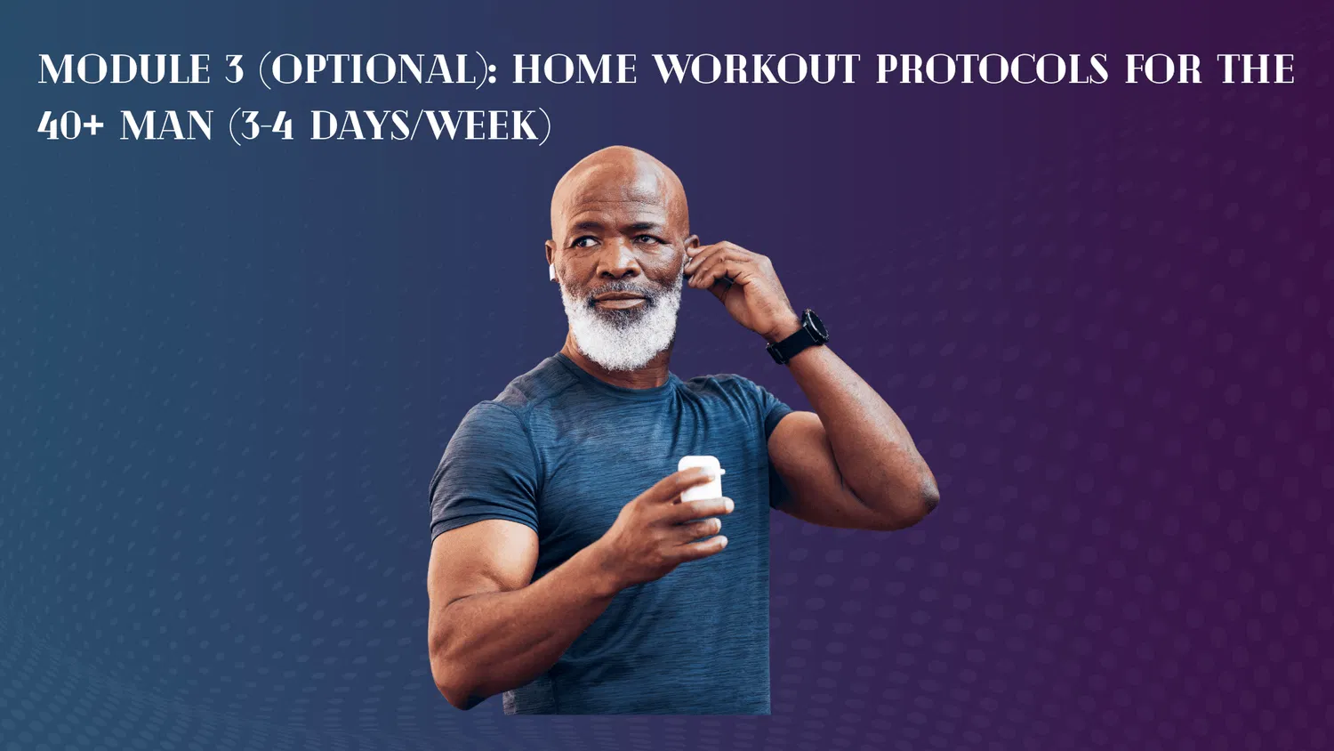Man over 40 preparing for a home workout session