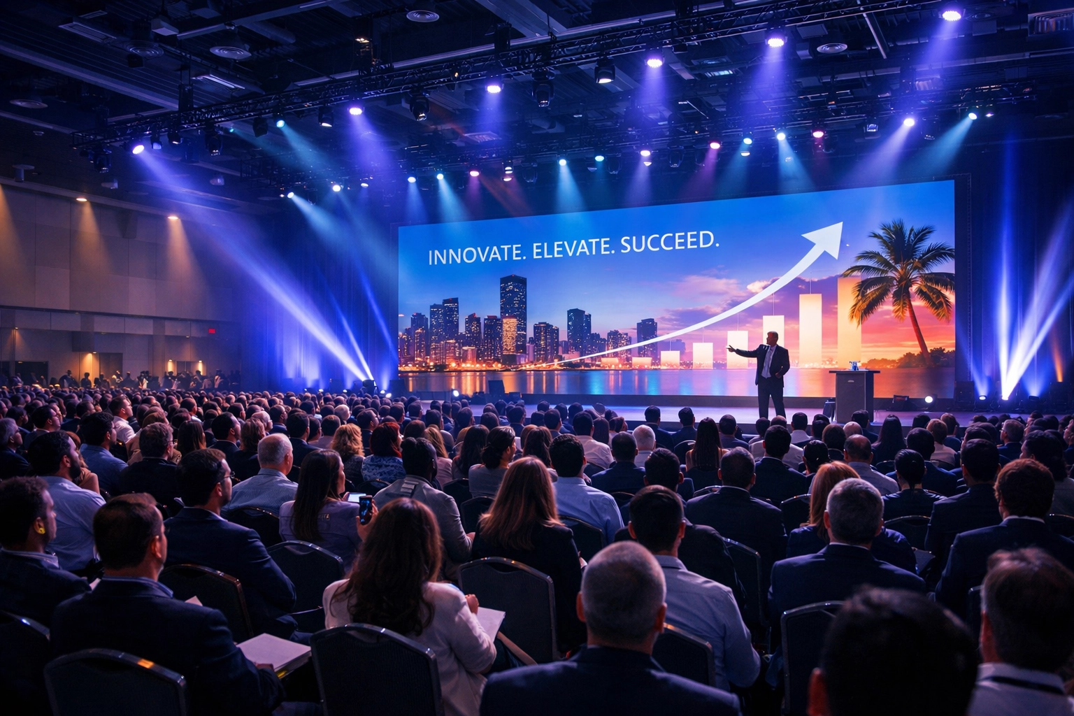 Corporate event photographer Miami capturing a large-scale conference at the convention center.