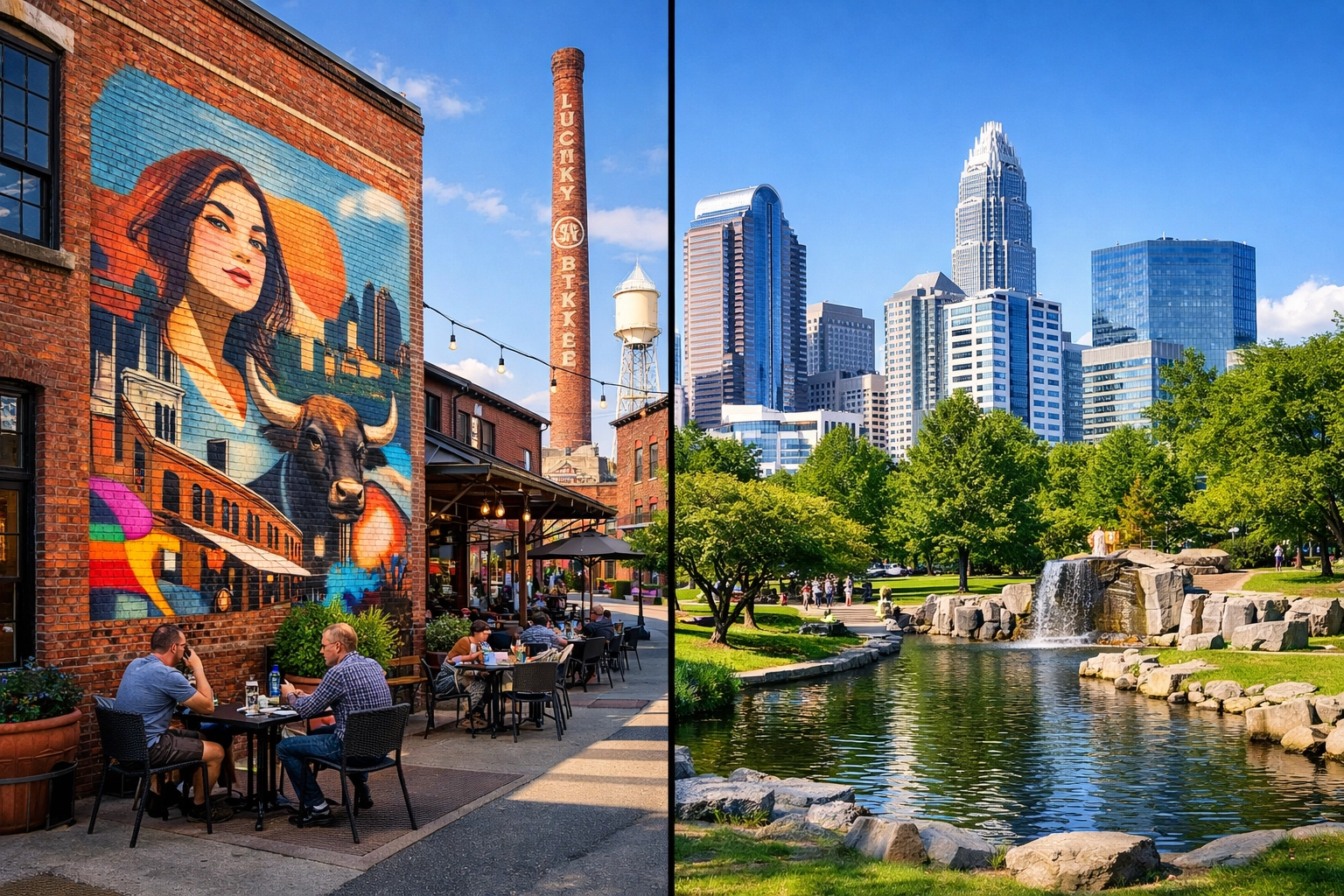 Comparison of Durham and Charlotte neighborhoods for affordable rooms for rent and North Carolina relocation.