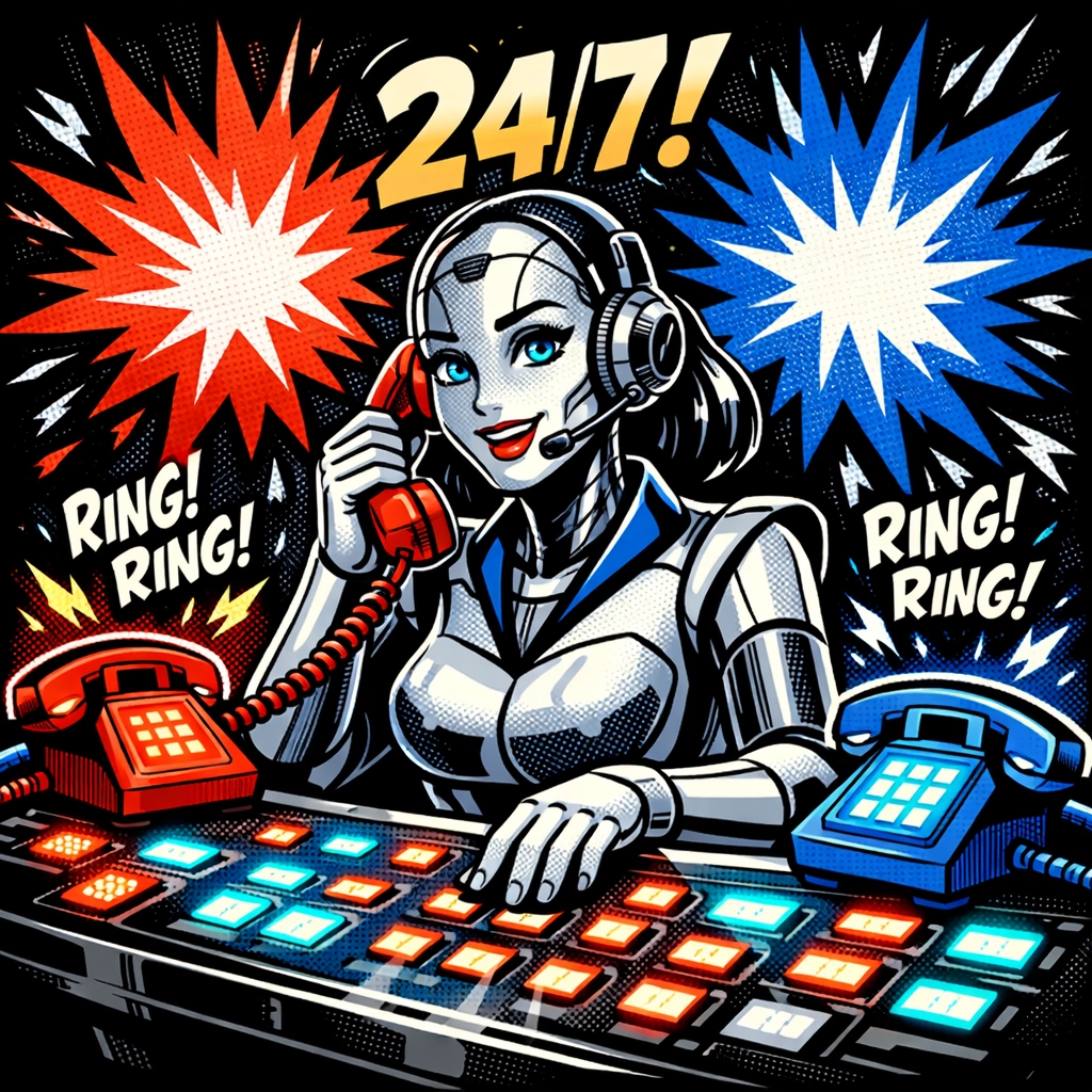 GoHighLevel Voice AI robot receptionist answering multiple phone calls simultaneously 24/7