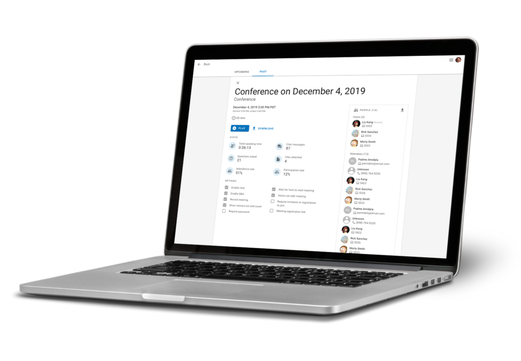 Online Conference Dashboard on Laptop