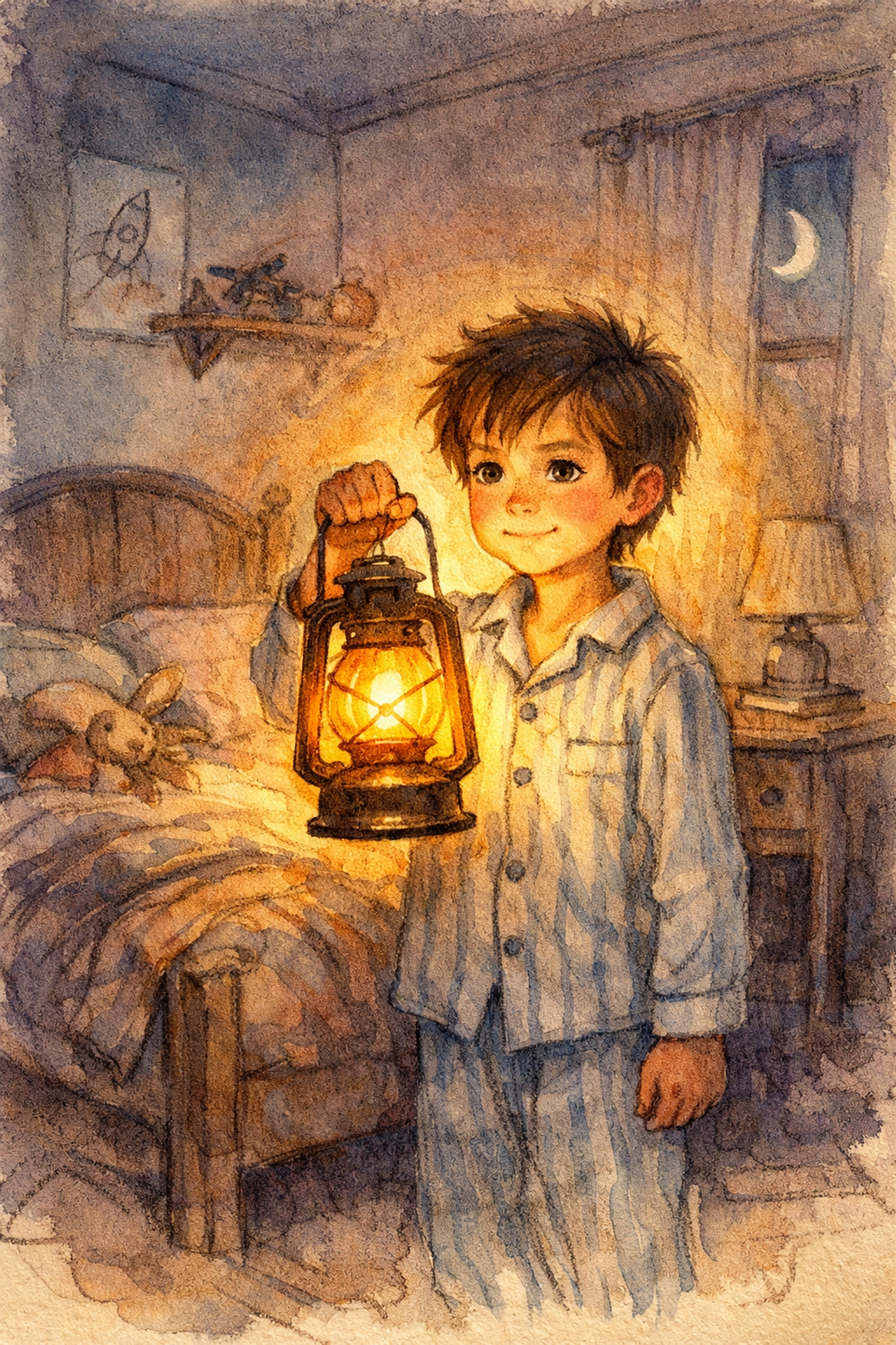 Child holding glowing lantern representing the Holy Spirit giving courage and strength to believers