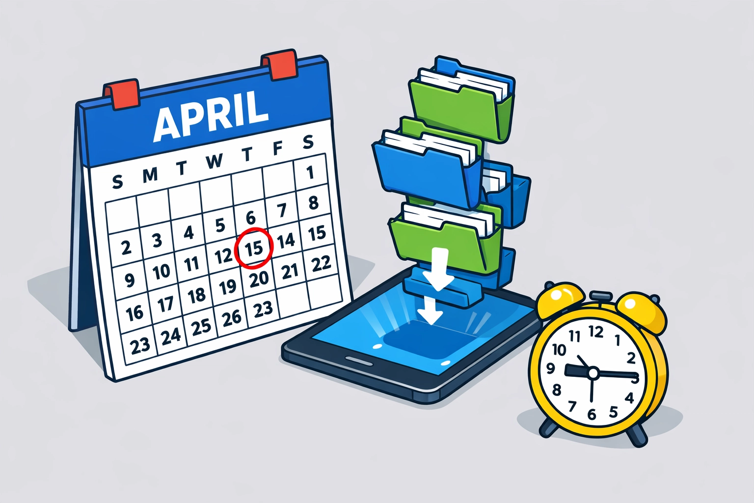 Organized digital tax files and an April calendar for timely tax preparation in New Haven.